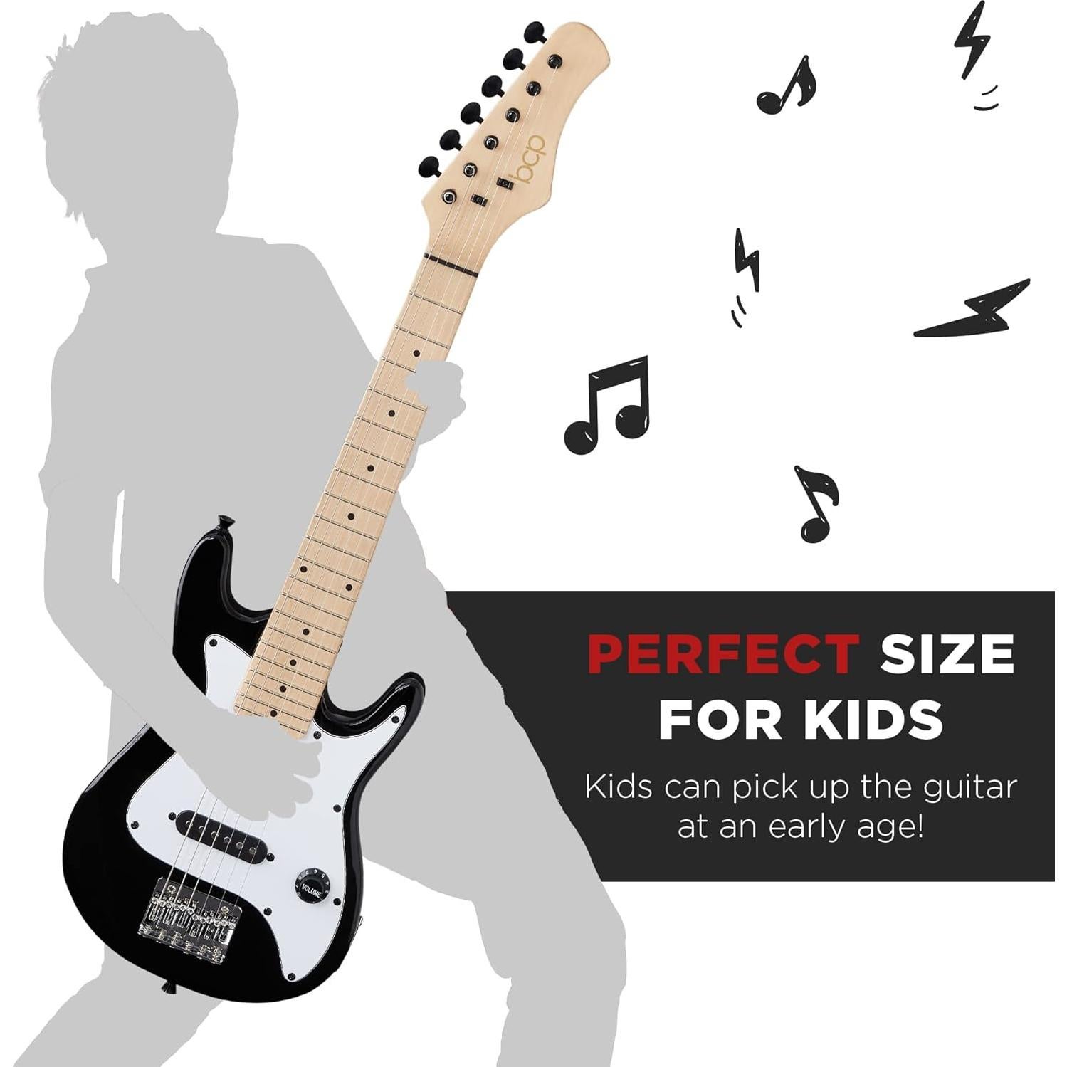Guitarra Eléctrica para Niños 30cm Negro con Amplificador 5W