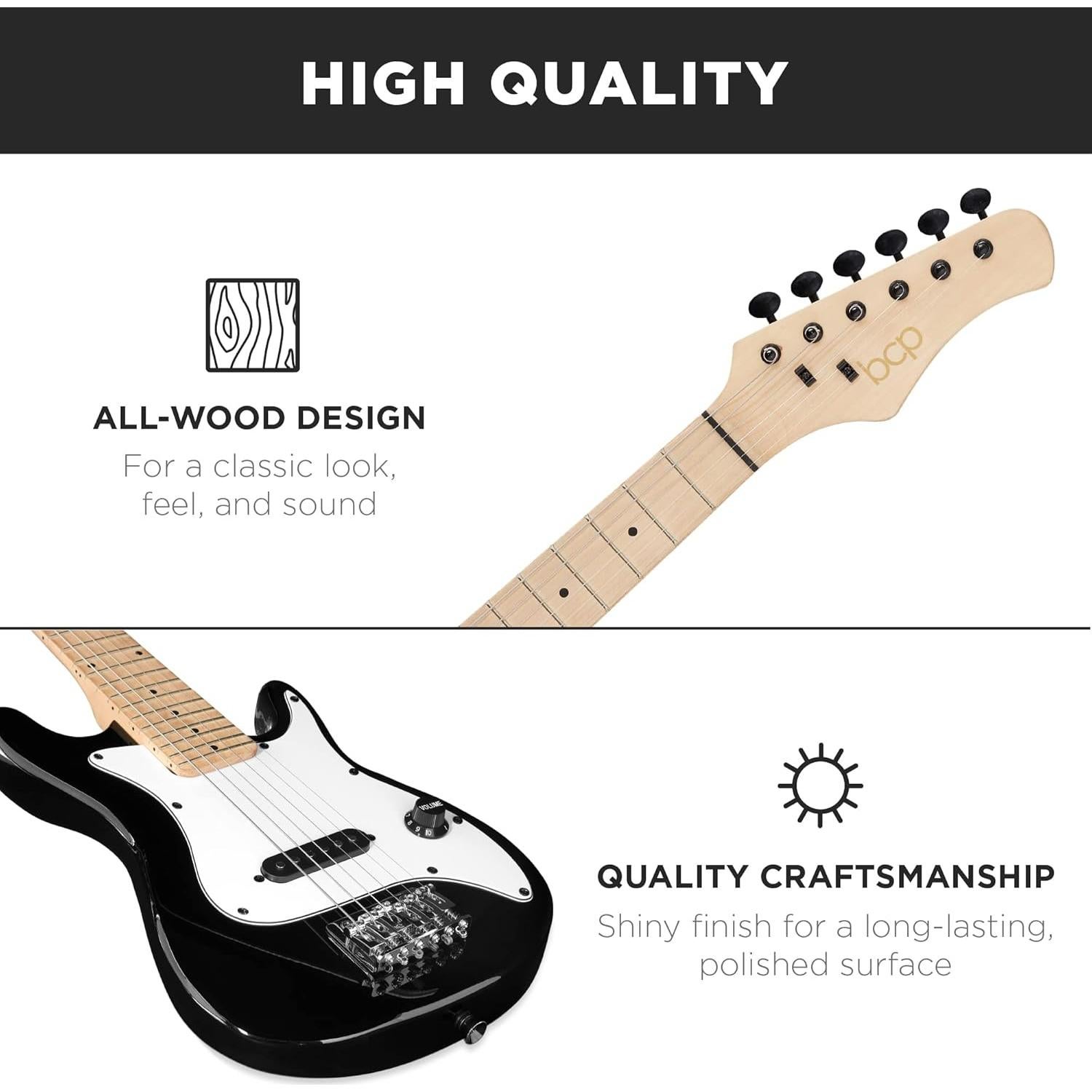 Guitarra Eléctrica para Niños 30cm Negro con Amplificador 5W