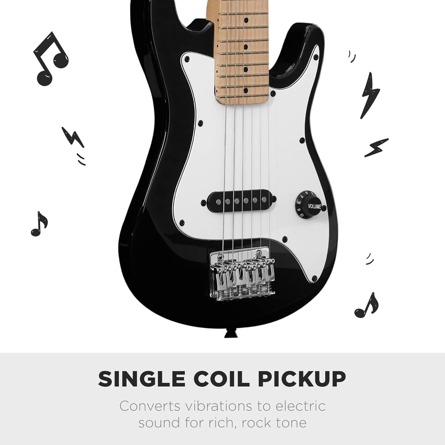 Guitarra Eléctrica para Niños 30cm Negro con Amplificador 5W