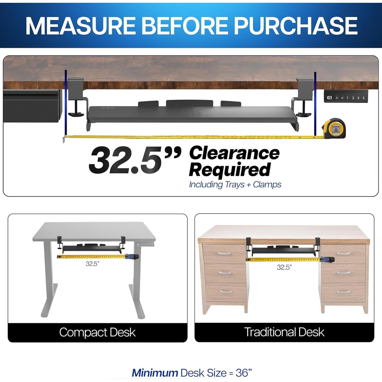 Bandeja deslizante para teclado VIVO MOUNT-KB05O 68.6 cm bambú
