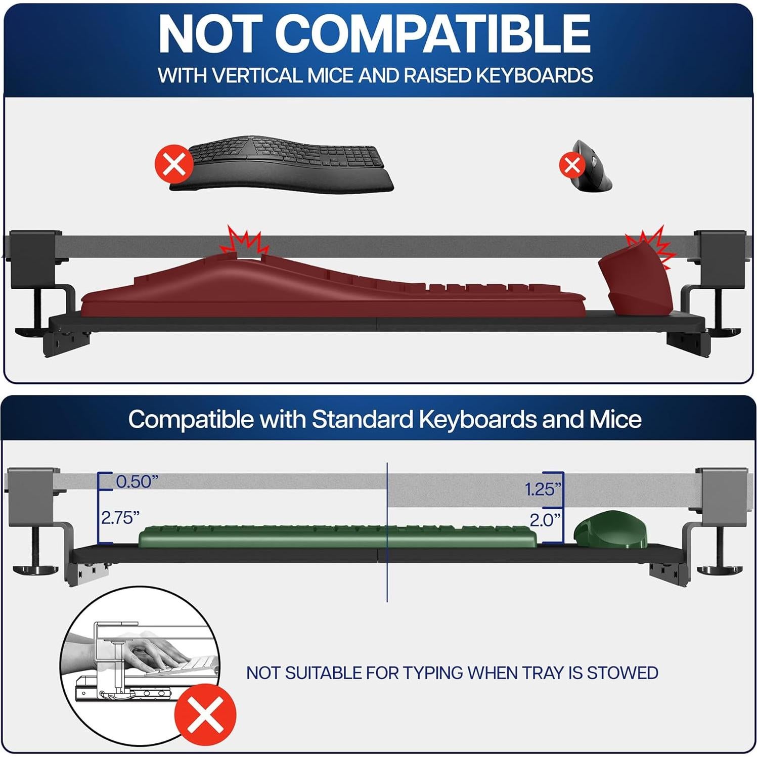 Bandeja deslizante para teclado VIVO MOUNT-KB05O 68.6 cm bambú