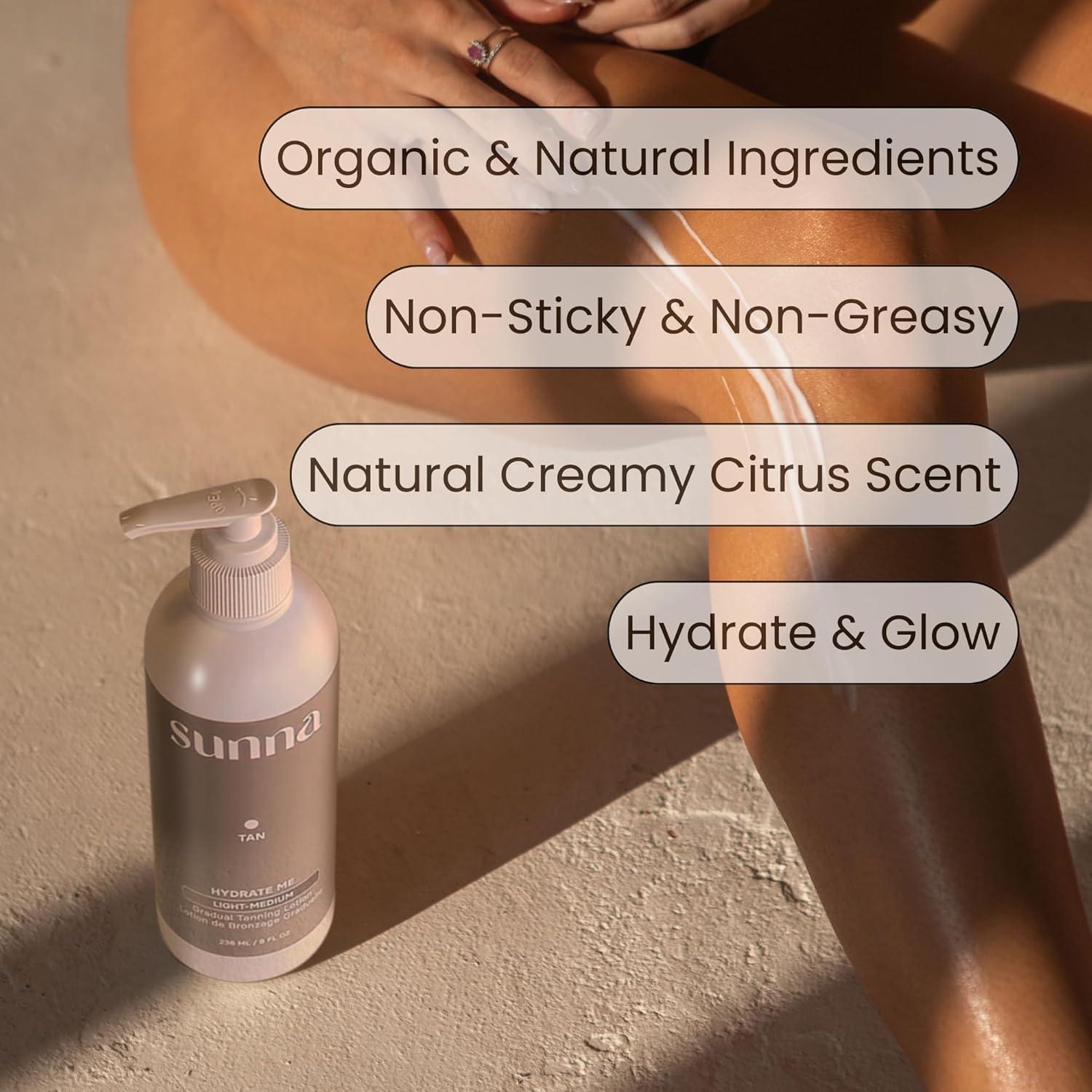 Loción Bronceadora Gradual SunnaTan 236ml - Hidratante Natural