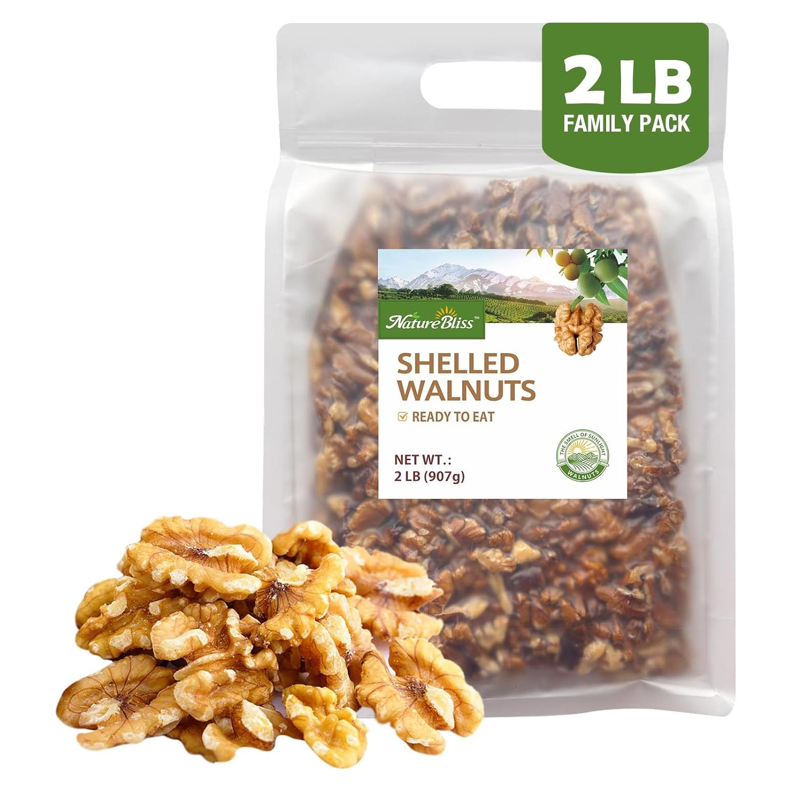 Nueces Crudas Premium NatureBliss 907g Sin Sal 90% Mitades