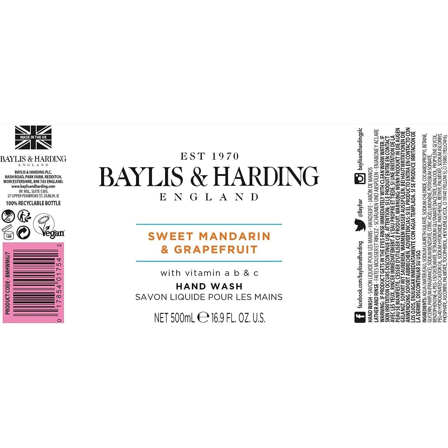 Jabón de Manos Baylis y Harding Mandarina y Pomelo 500 ml