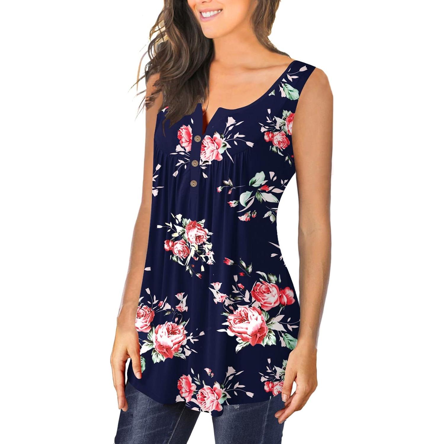 Túnica Sin Mangas Ulovmi para Mujeres Talla Grande Azul Zafiro