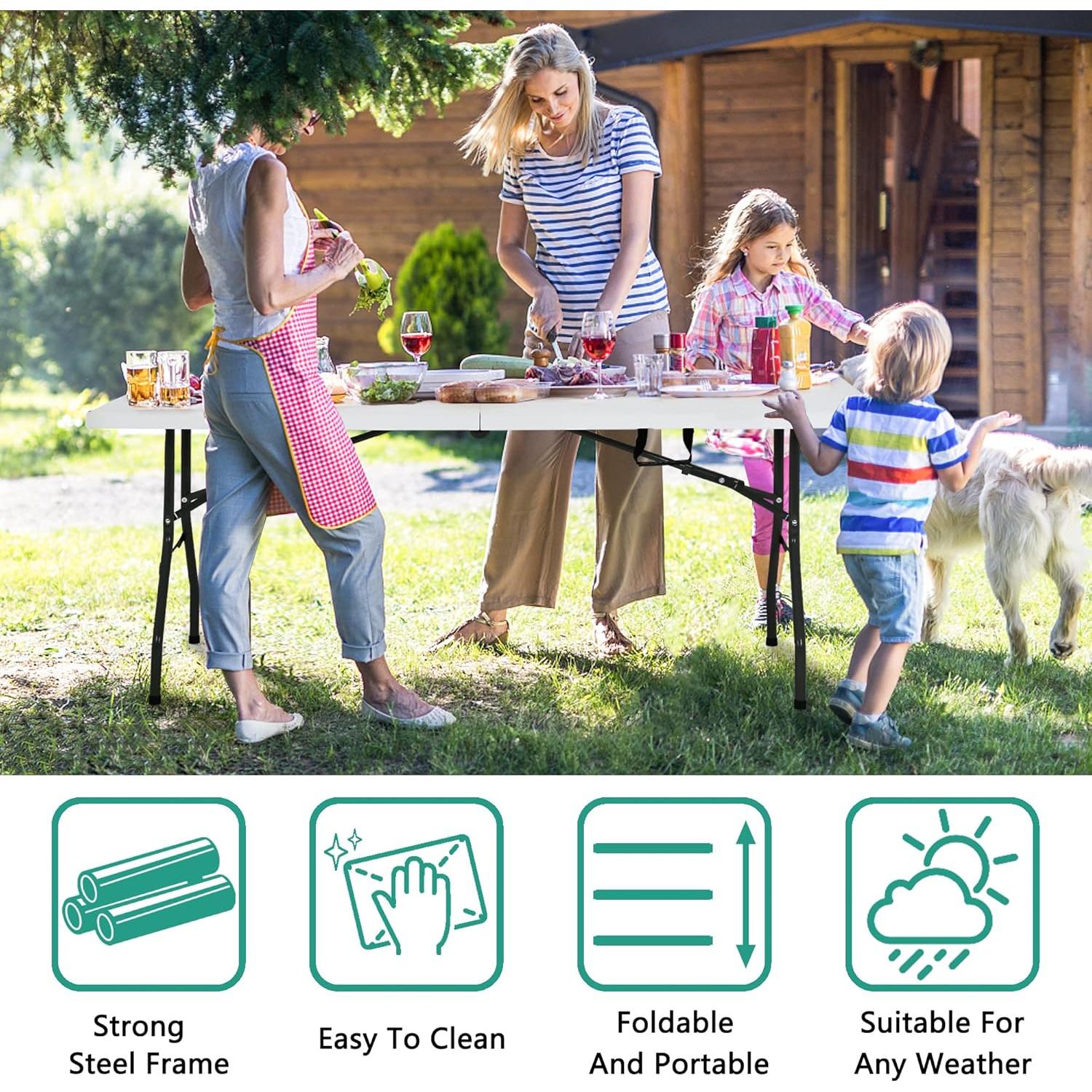 Mesa Plegable PayLessHere 180 cm para Picnic y Fiestas