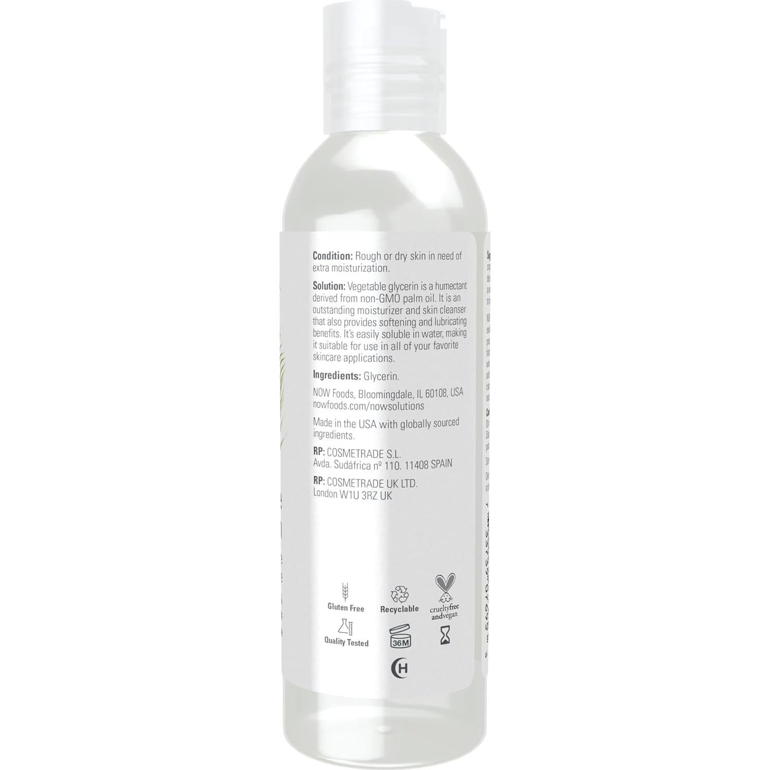 Glicerina Vegetal Pura NOW Solutions 118 ml Hidratante Multiusos