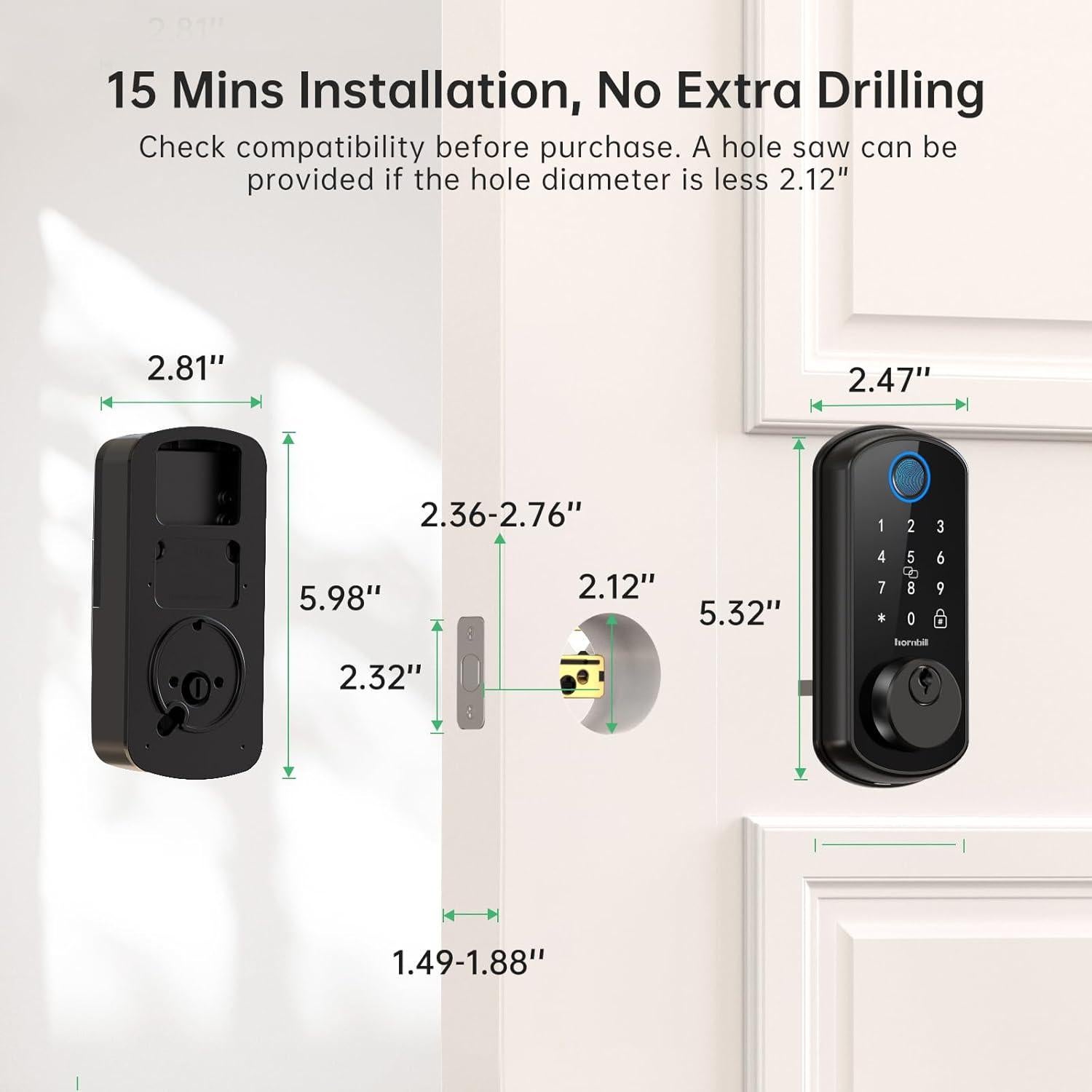Cerradura Inteligente Hornbill Y4-BWF-H WiFi con Huella Dactilar