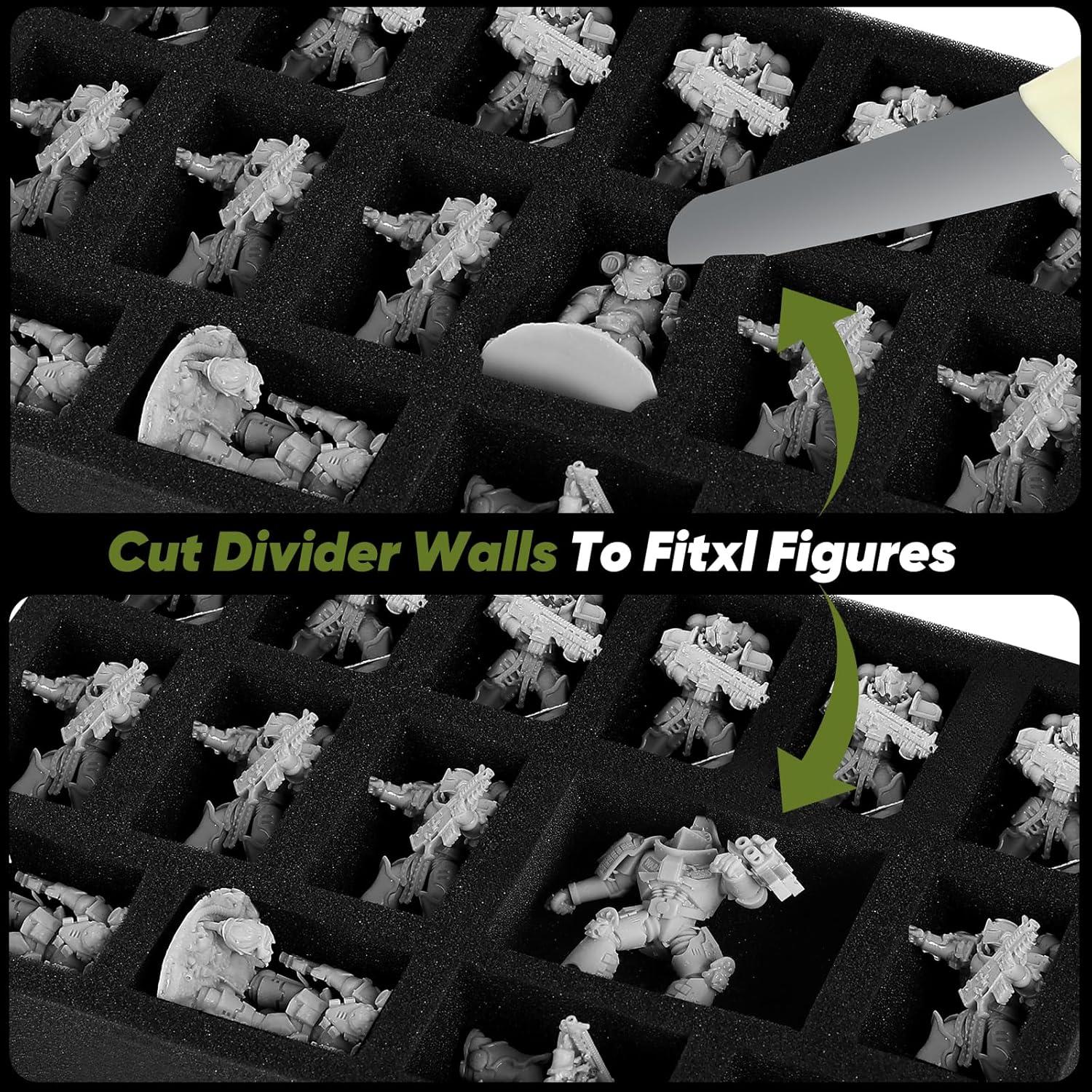 Caja de Transporte para Miniaturas MADCAT 32 Slots Espuma Verde
