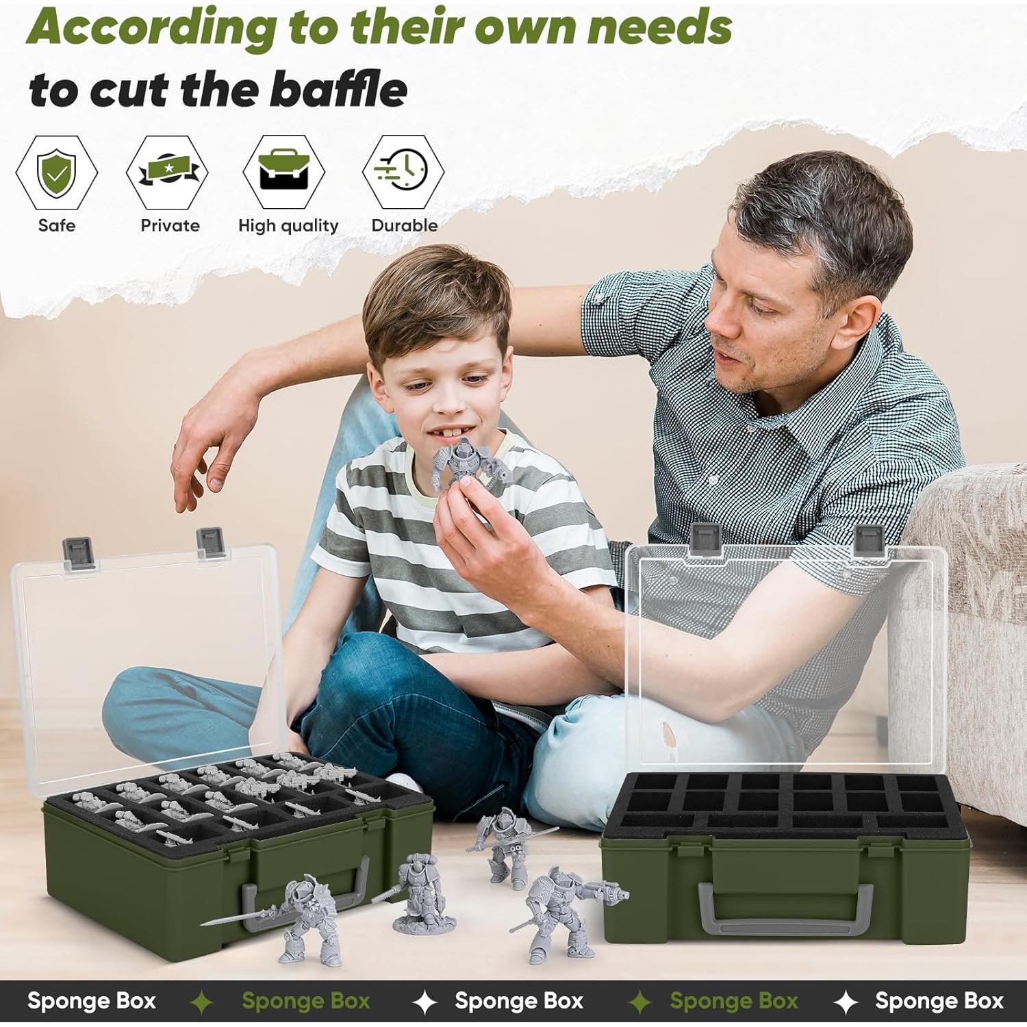 Caja de Transporte para Miniaturas MADCAT 32 Slots Espuma Verde