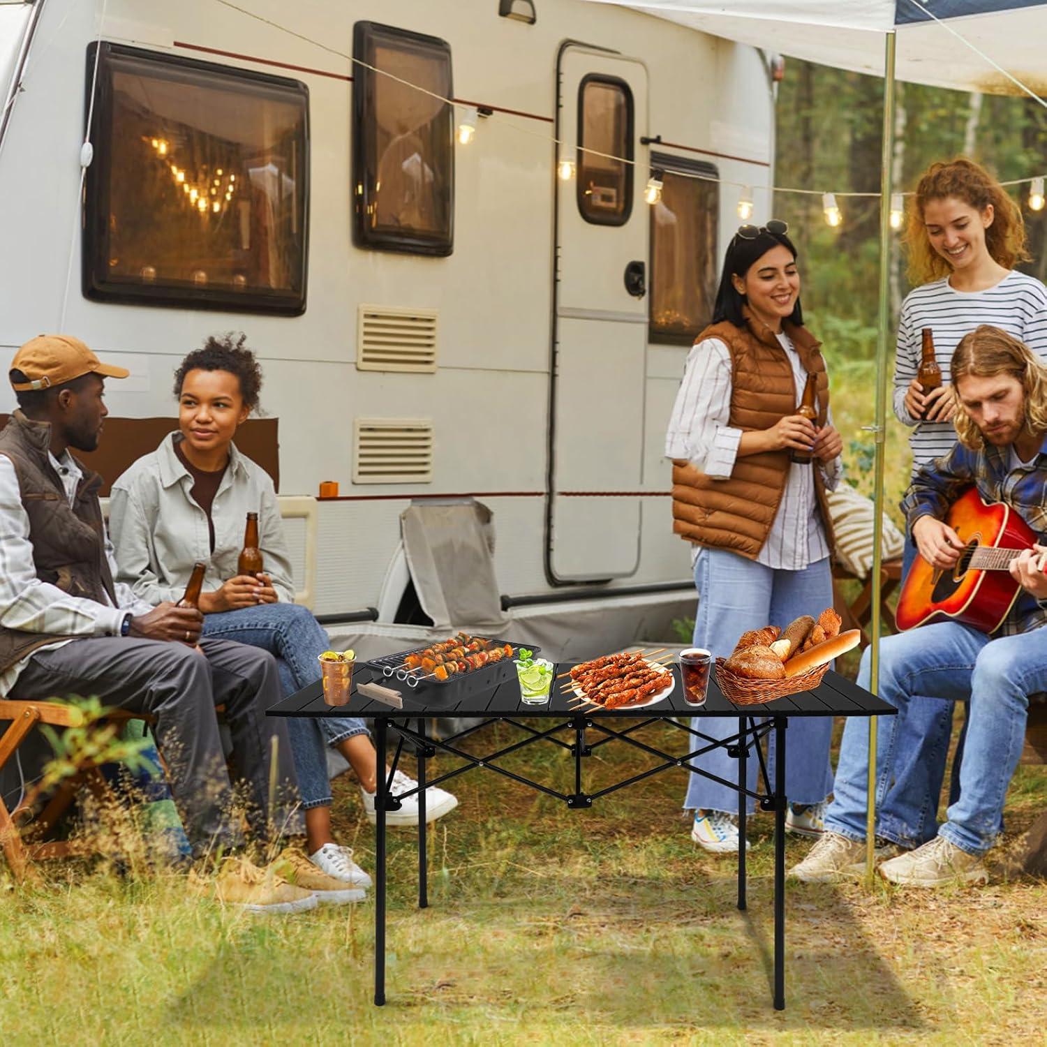 Mesa de Camping Plegable Moosinily 12055 Negra 4-6 Personas