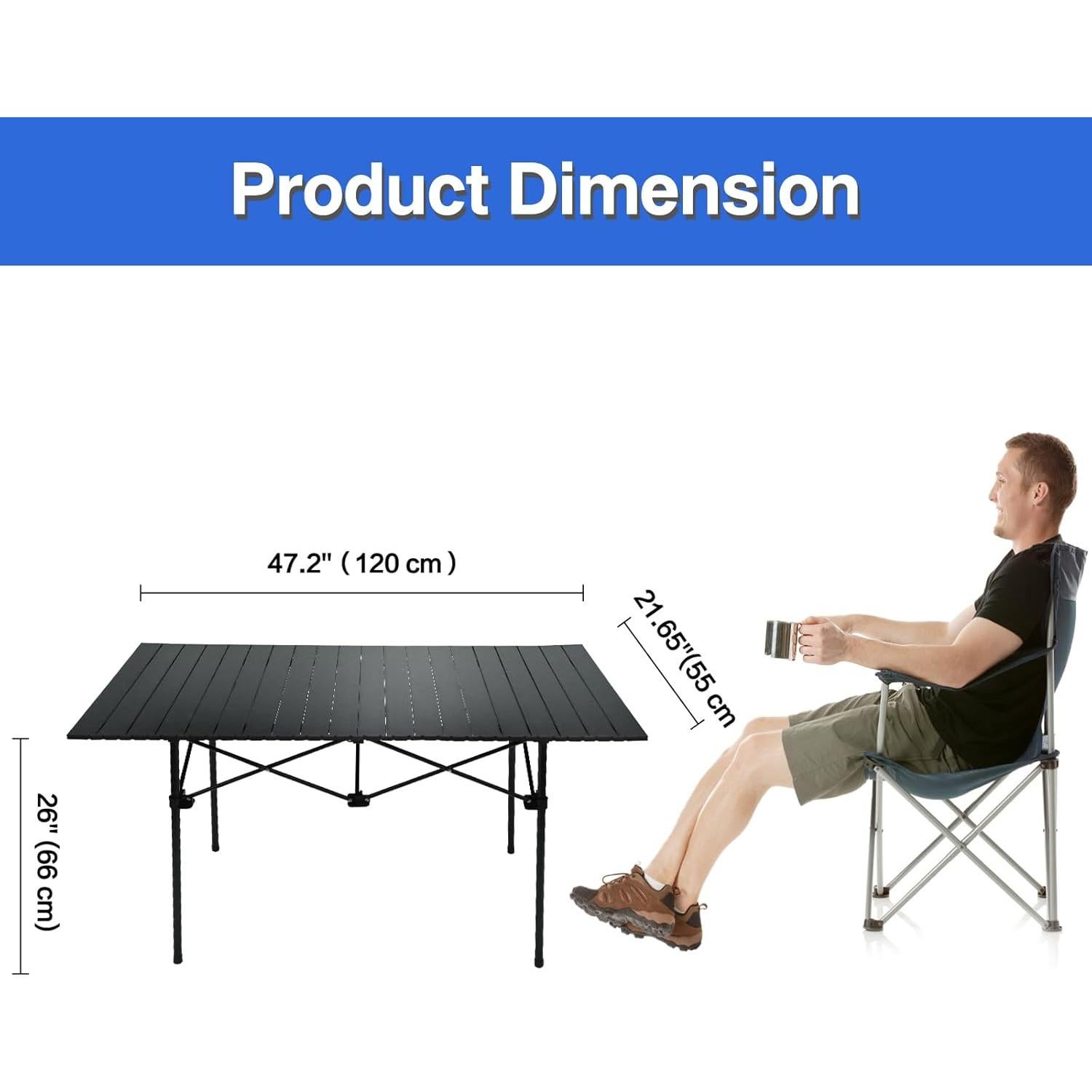 Mesa de Camping Plegable Moosinily 12055 Negra 4-6 Personas