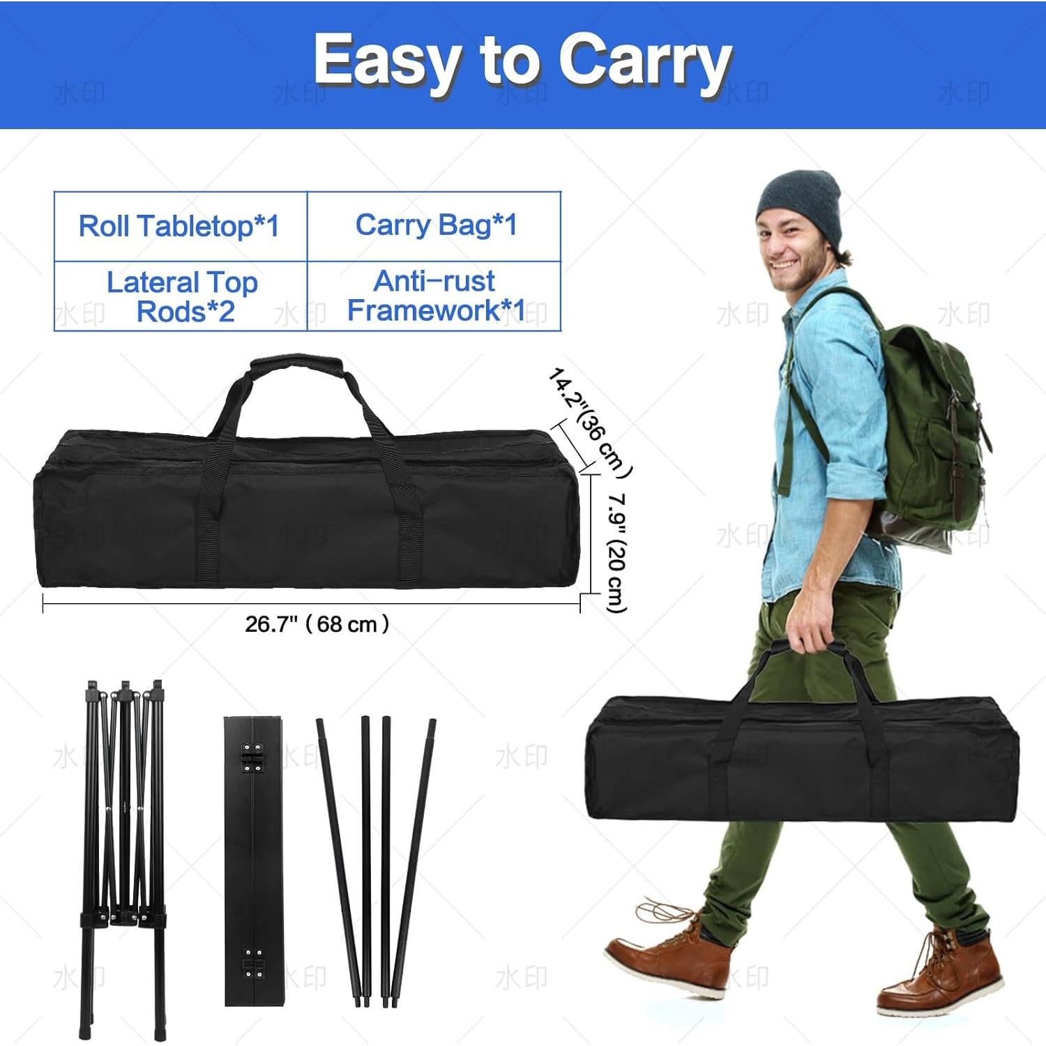 Mesa de Camping Plegable Moosinily 12055 Negra 4-6 Personas