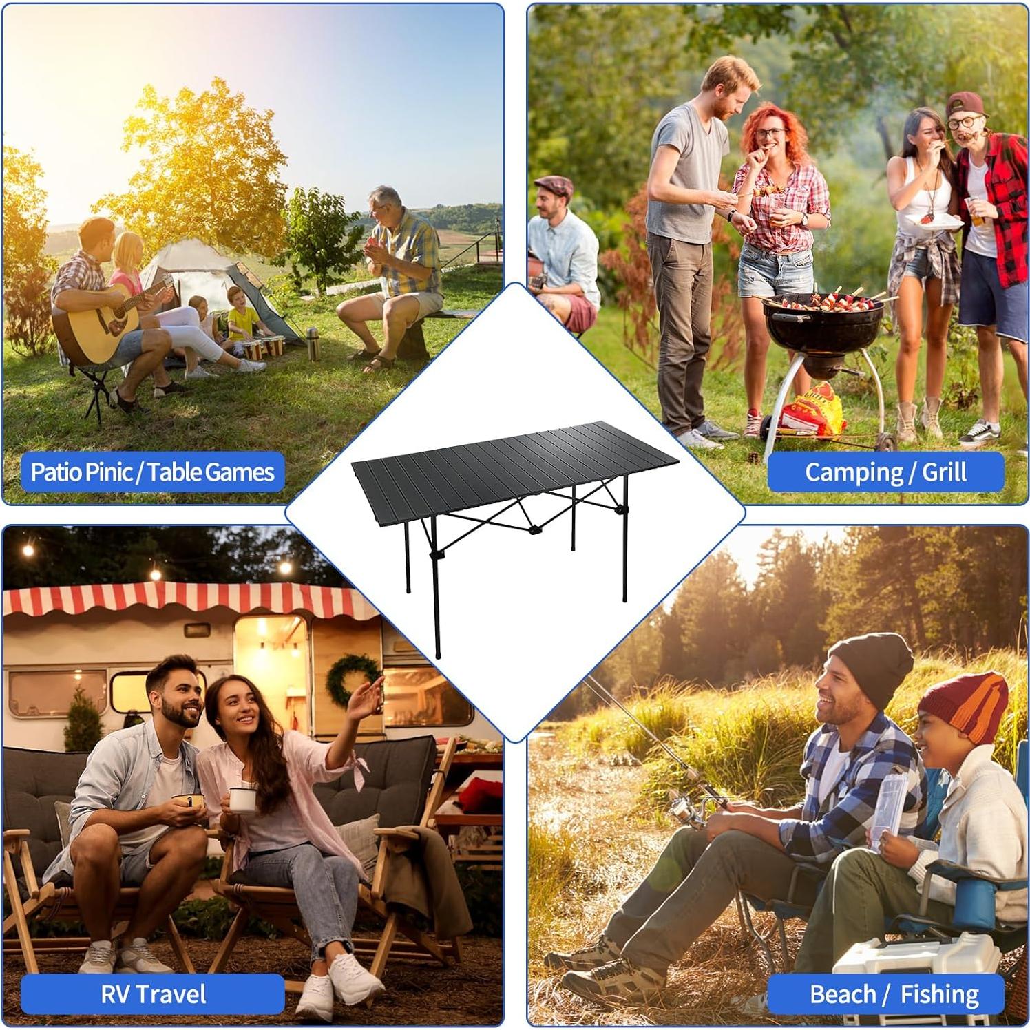 Mesa de Camping Plegable Moosinily 12055 Negra 4-6 Personas