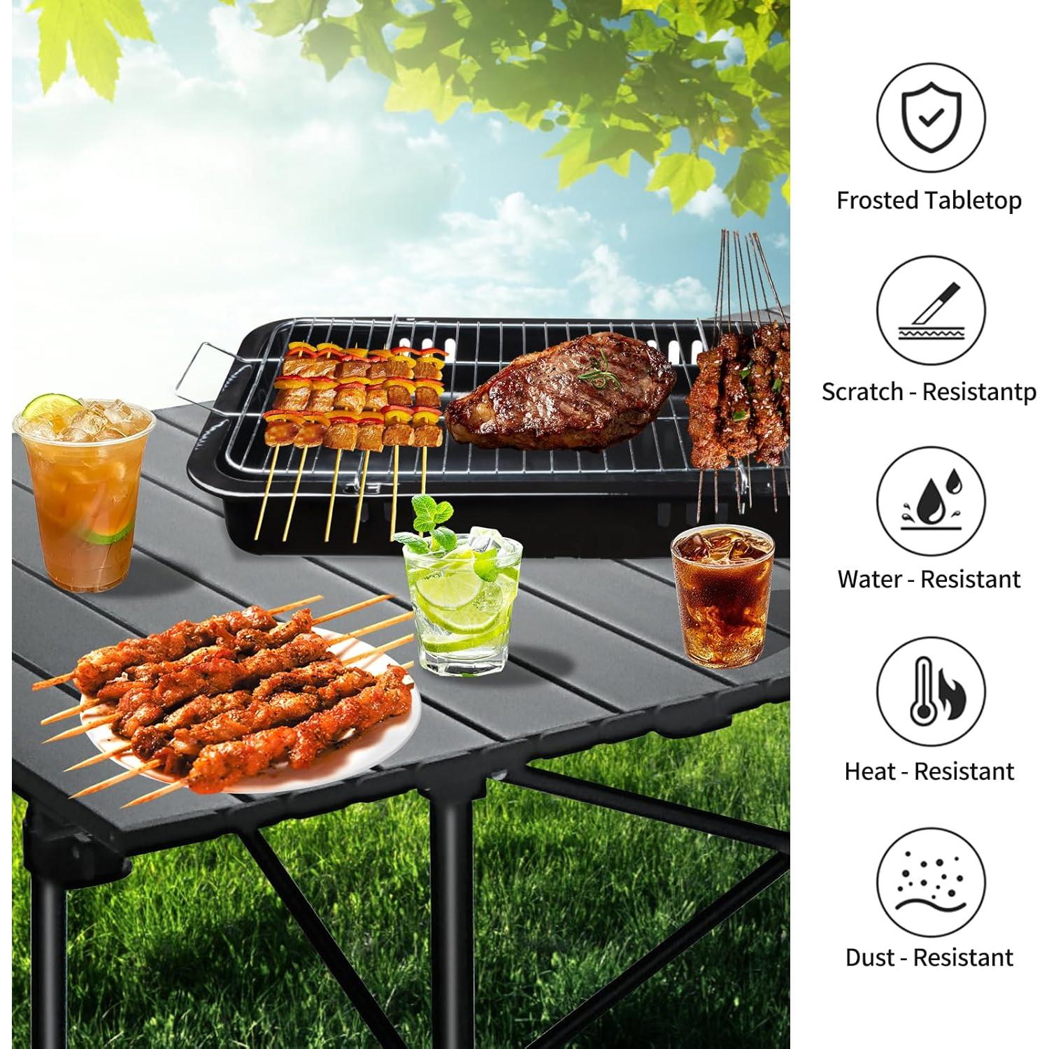 Mesa de Camping Plegable Moosinily 12055 Negra 4-6 Personas