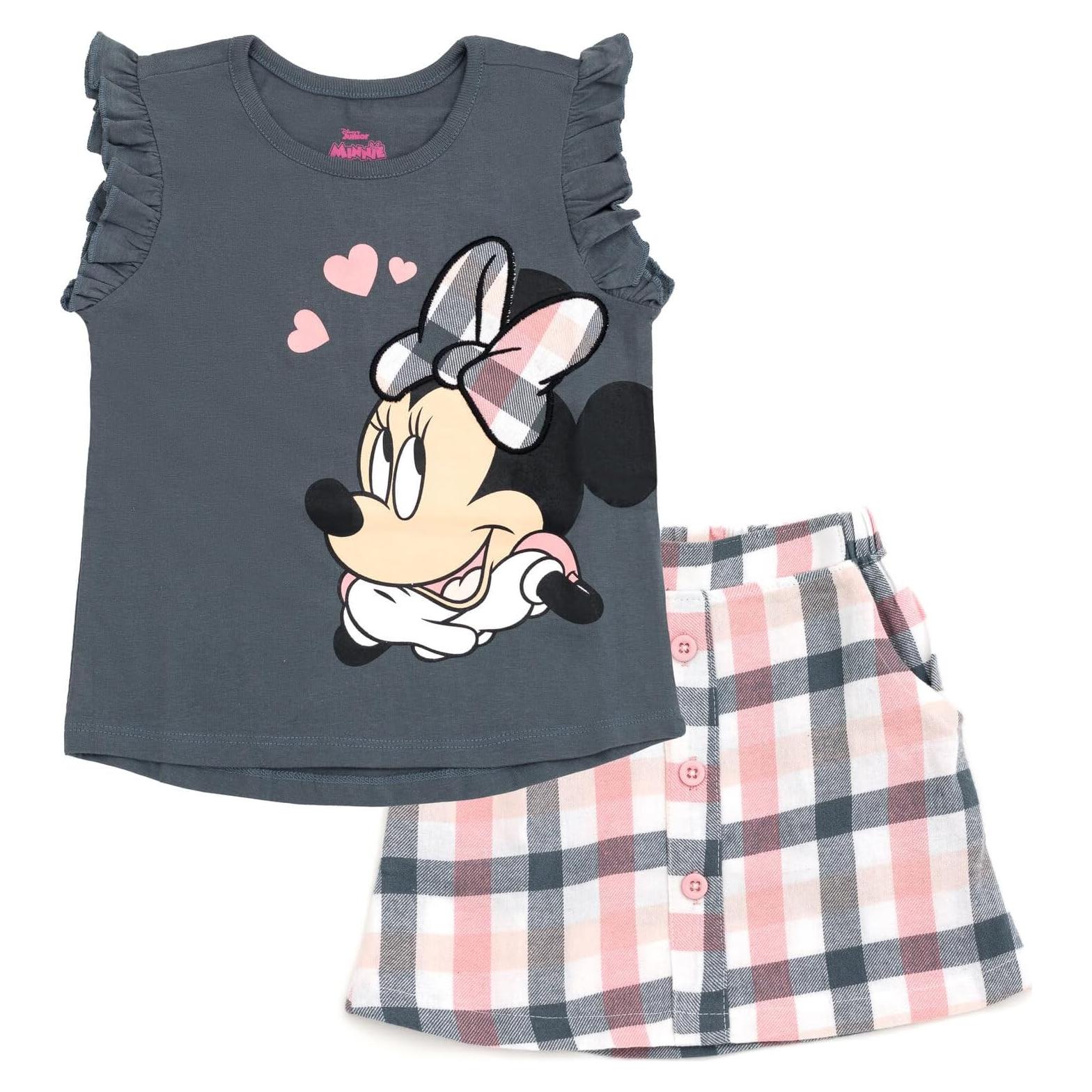 Conjunto Disney Camiseta y Falda a Cuadros Niña Minnie Mouse