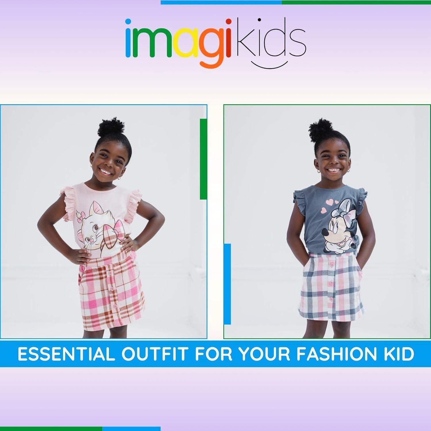 Conjunto Disney Camiseta y Falda a Cuadros Niña Minnie Mouse