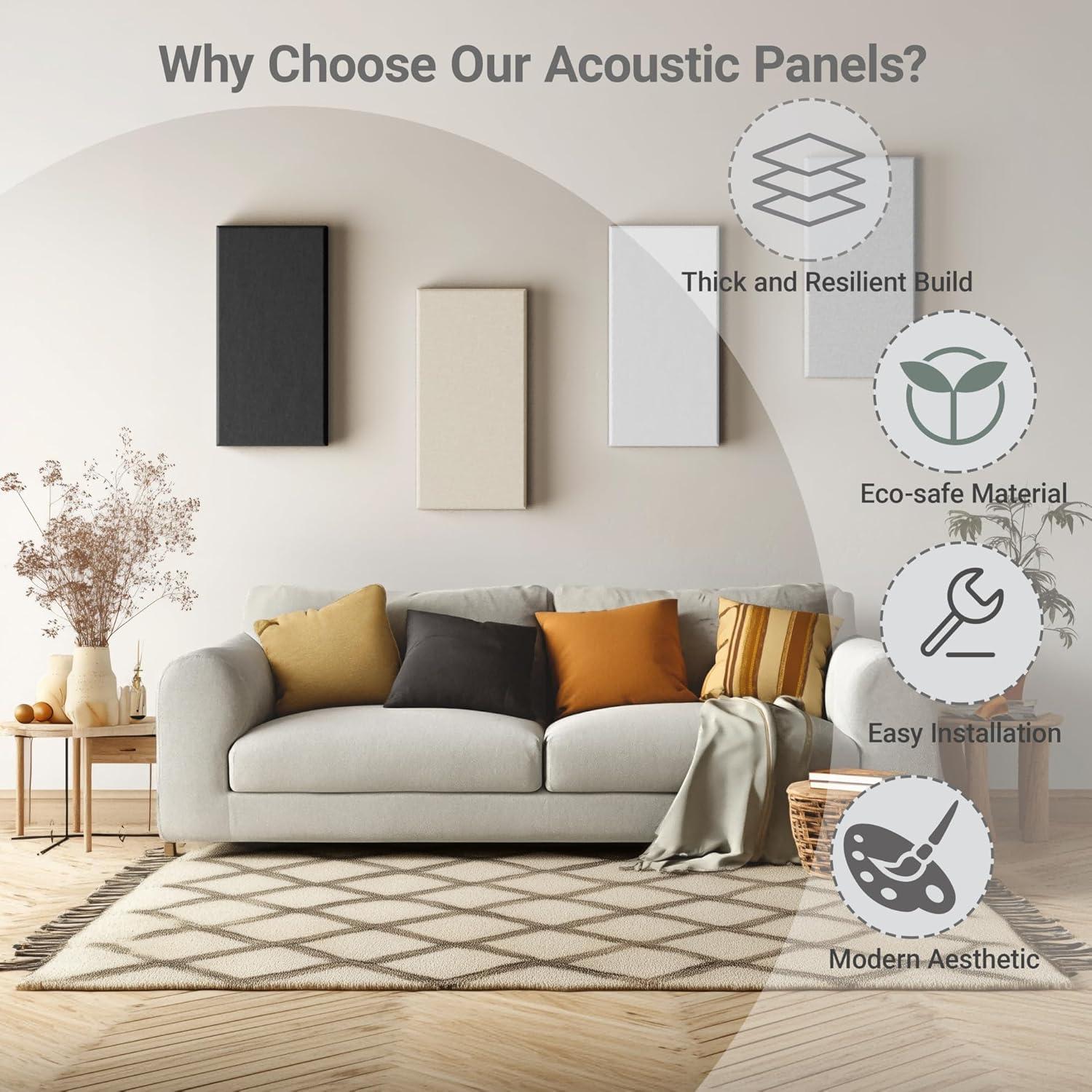 Paquete de 4 Paneles Acústicos Autoadhesivos 60.96x30.48 cm Beige Cocoa