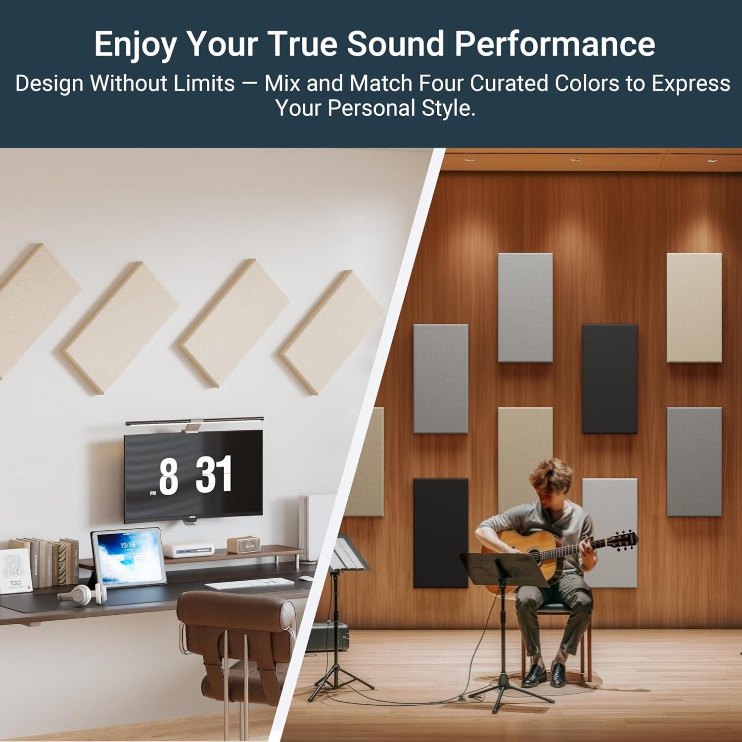 Paquete de 4 Paneles Acústicos Autoadhesivos 60.96x30.48 cm Beige Cocoa