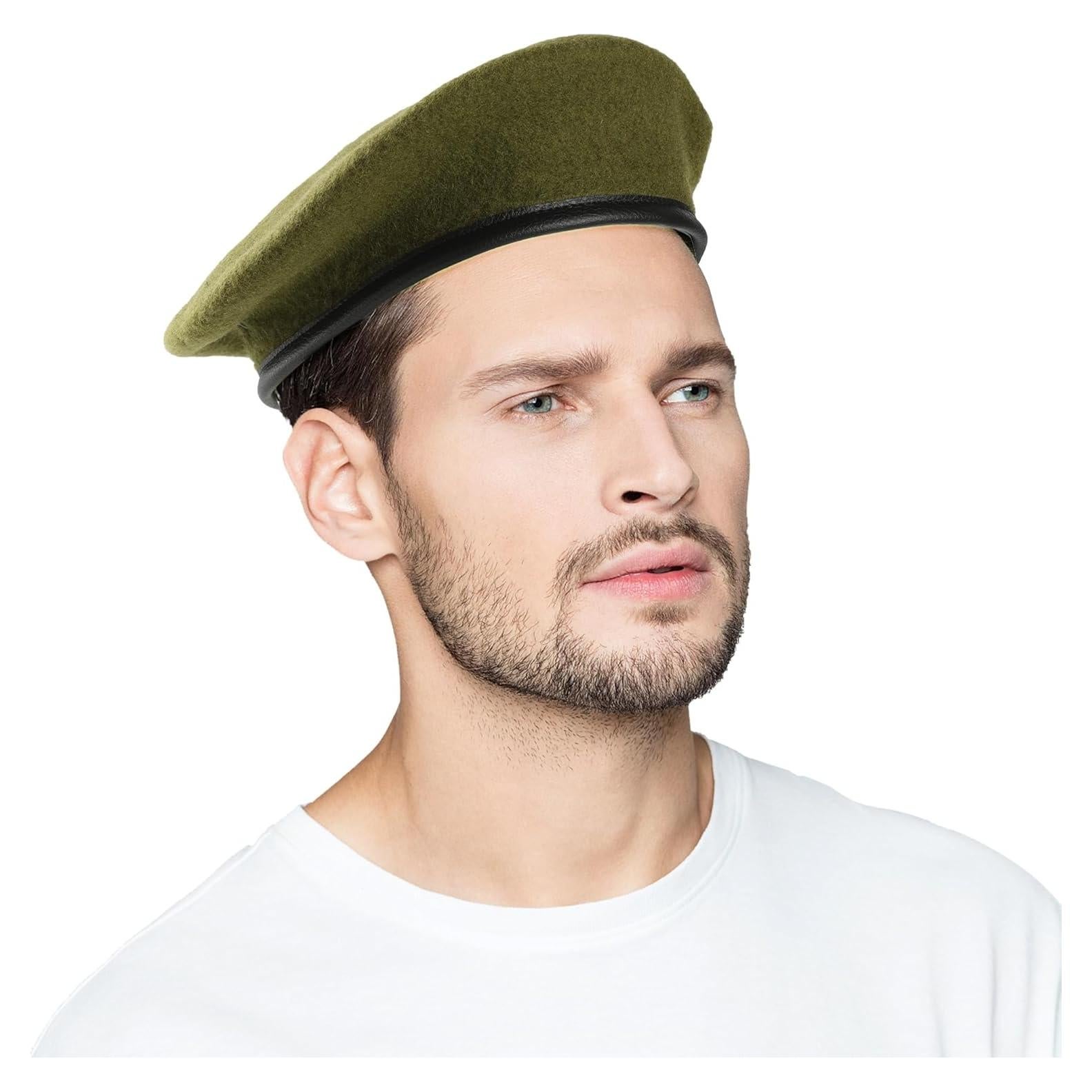 Gorro Beret Militar de Lana Verde Ejército Ajustable