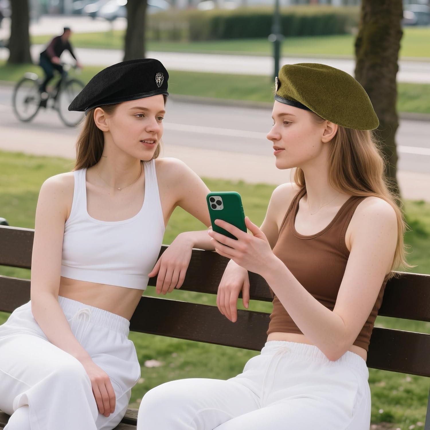 Gorro Beret Militar de Lana Verde Ejército Ajustable