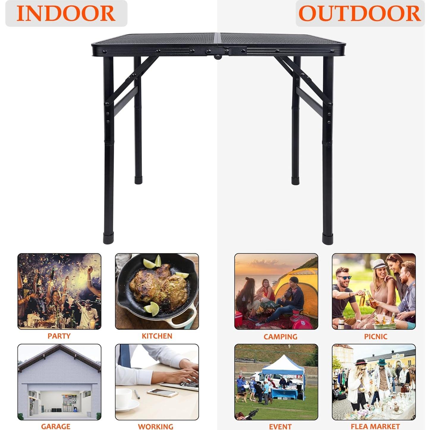 Mesa Plegable Portátil FORUP GT, Ajustable 56 cm, Camping