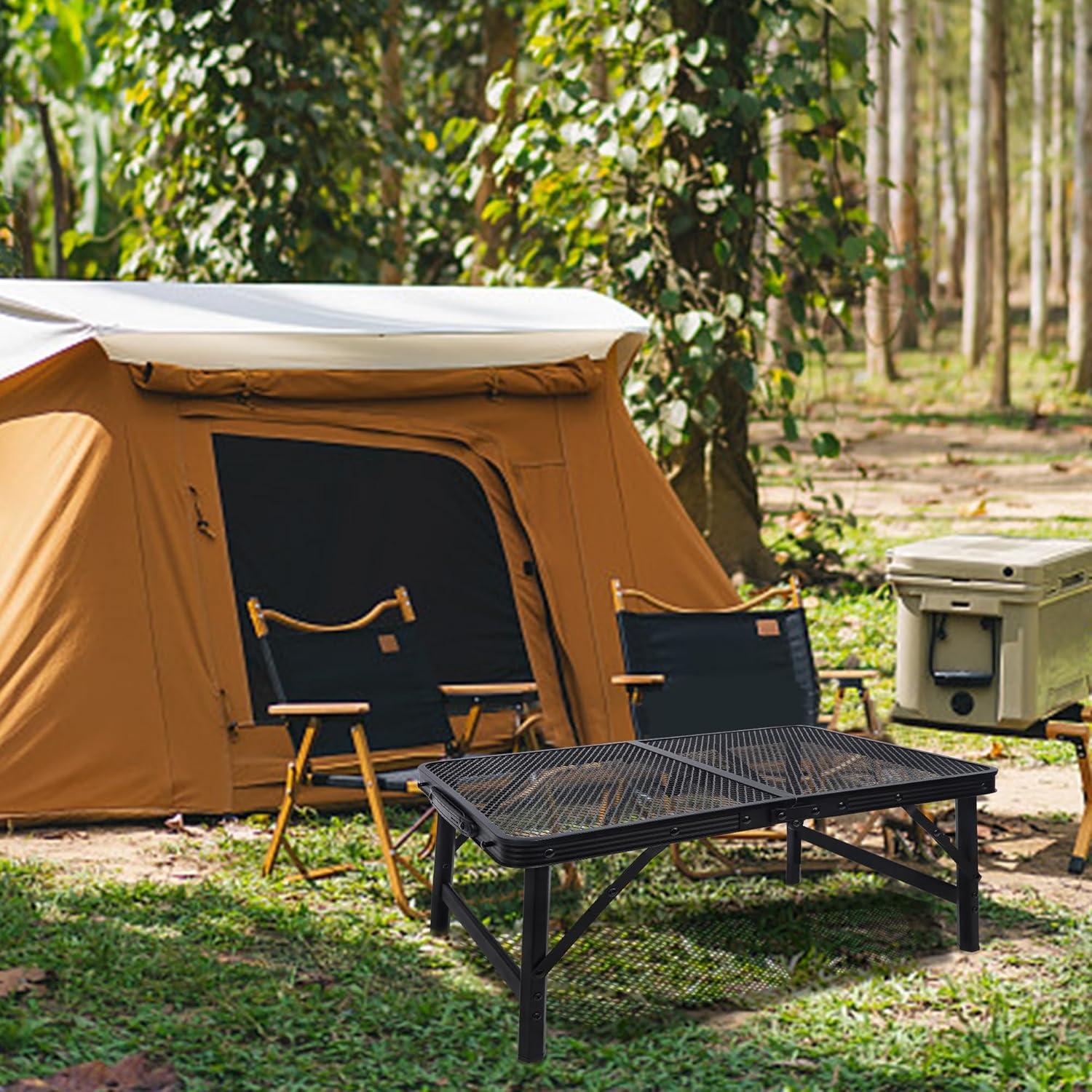 Mesa Plegable Portátil FORUP GT, Ajustable 56 cm, Camping