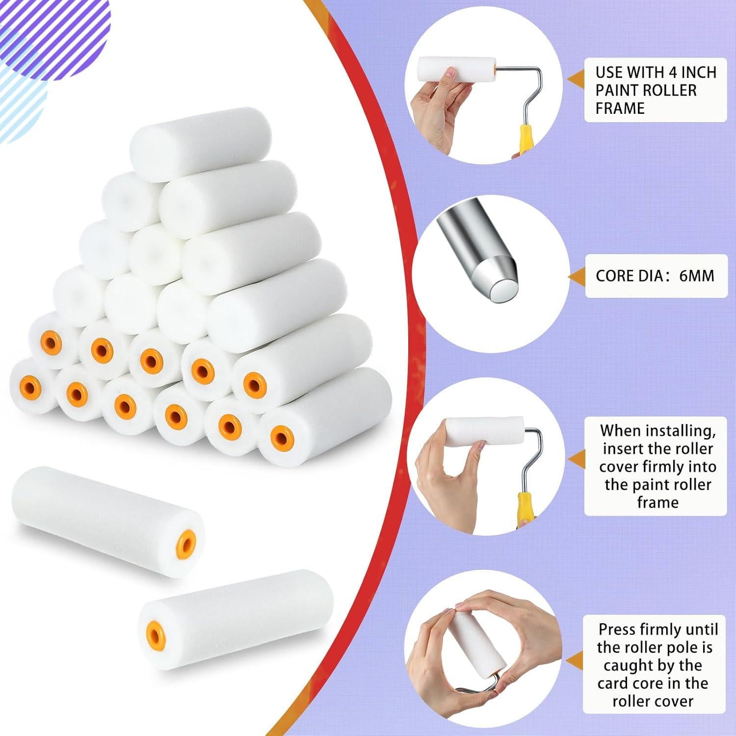 40 Fundas de Rodillo de Pintura Nuogo 10.16 cm Alta Densidad