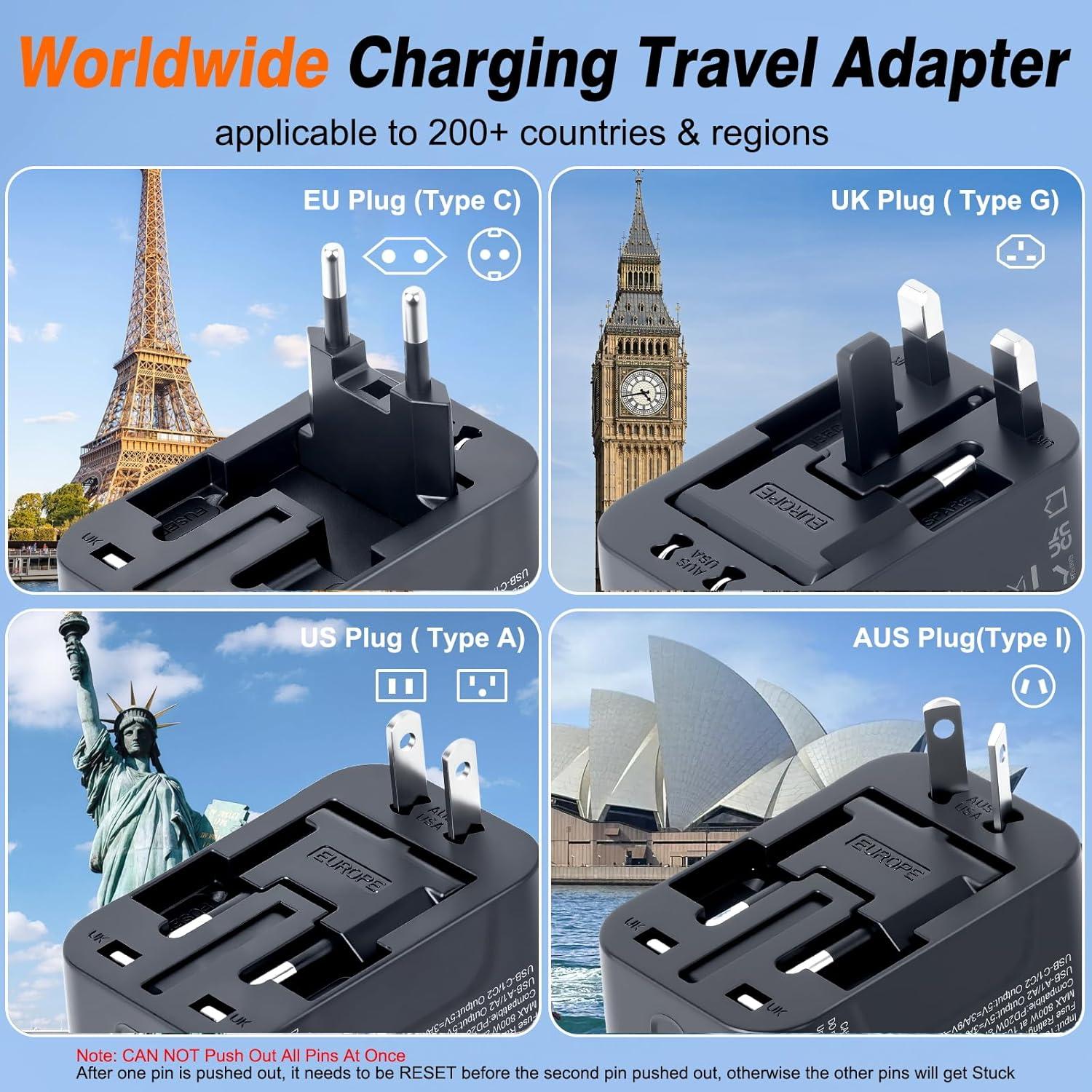 Adaptador de Viaje Universal NEWVANGA 4 Puertos Carga Rápida