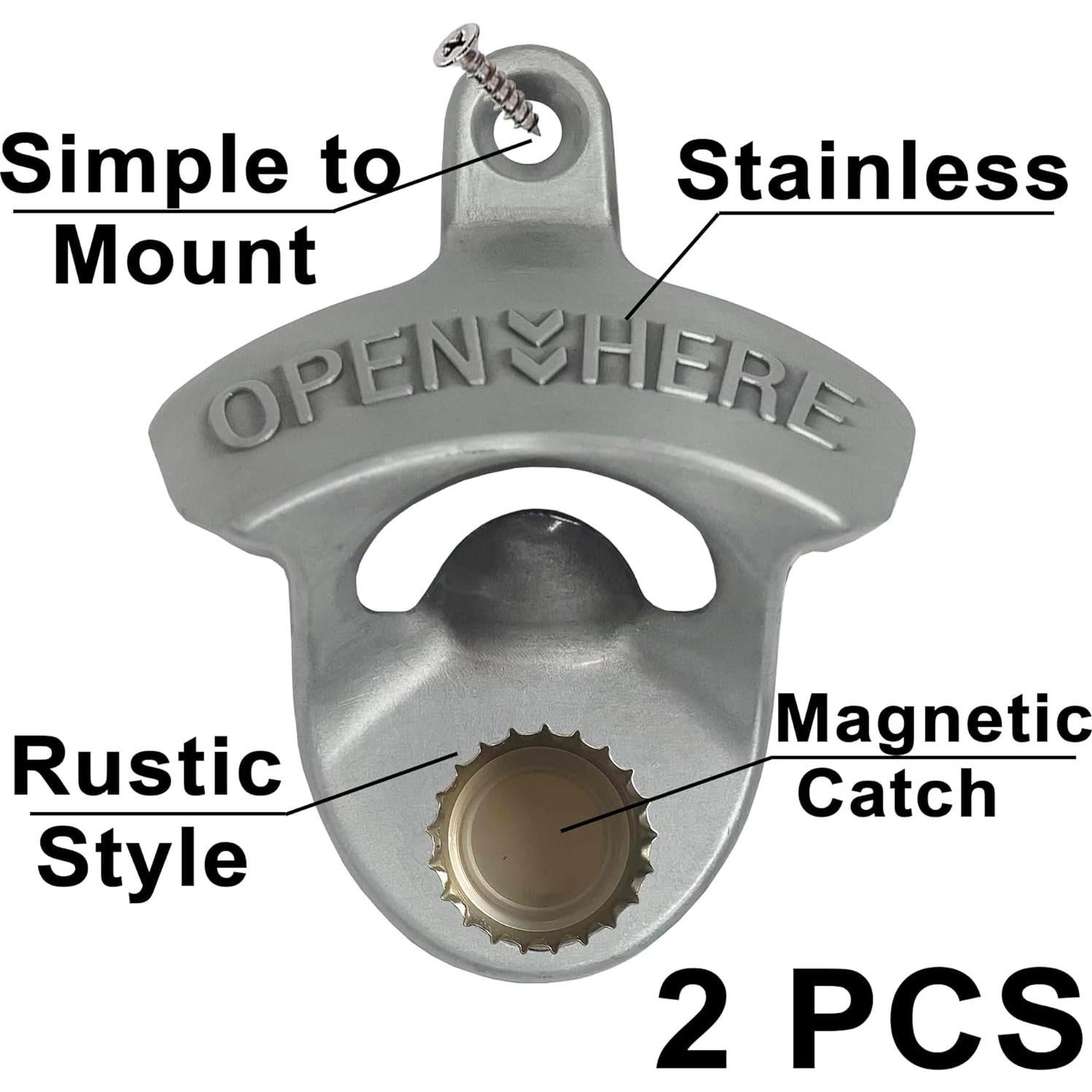 Abrebotellas de Pared HAIICEN Plata Envejecida 2 PCS