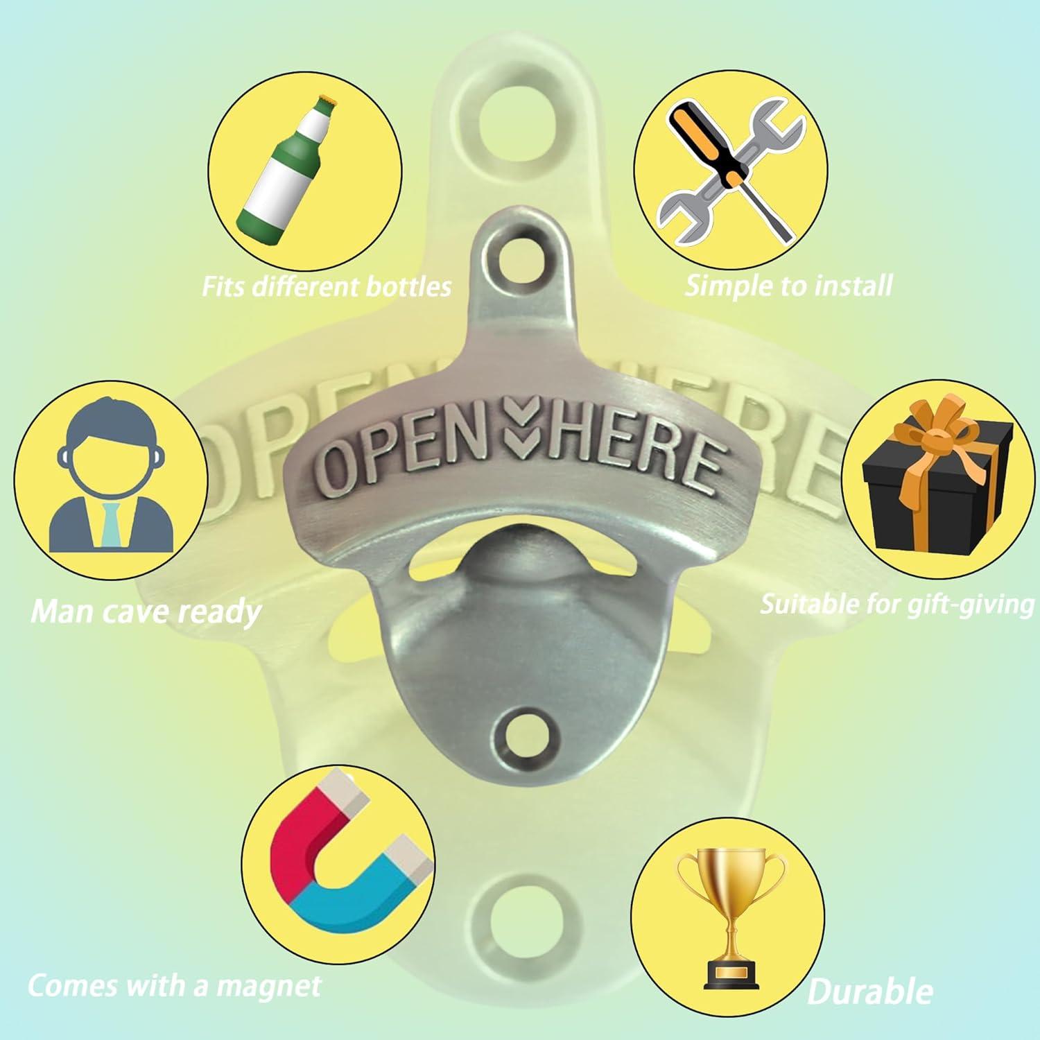 Abrebotellas de Pared HAIICEN Plata Envejecida 2 PCS