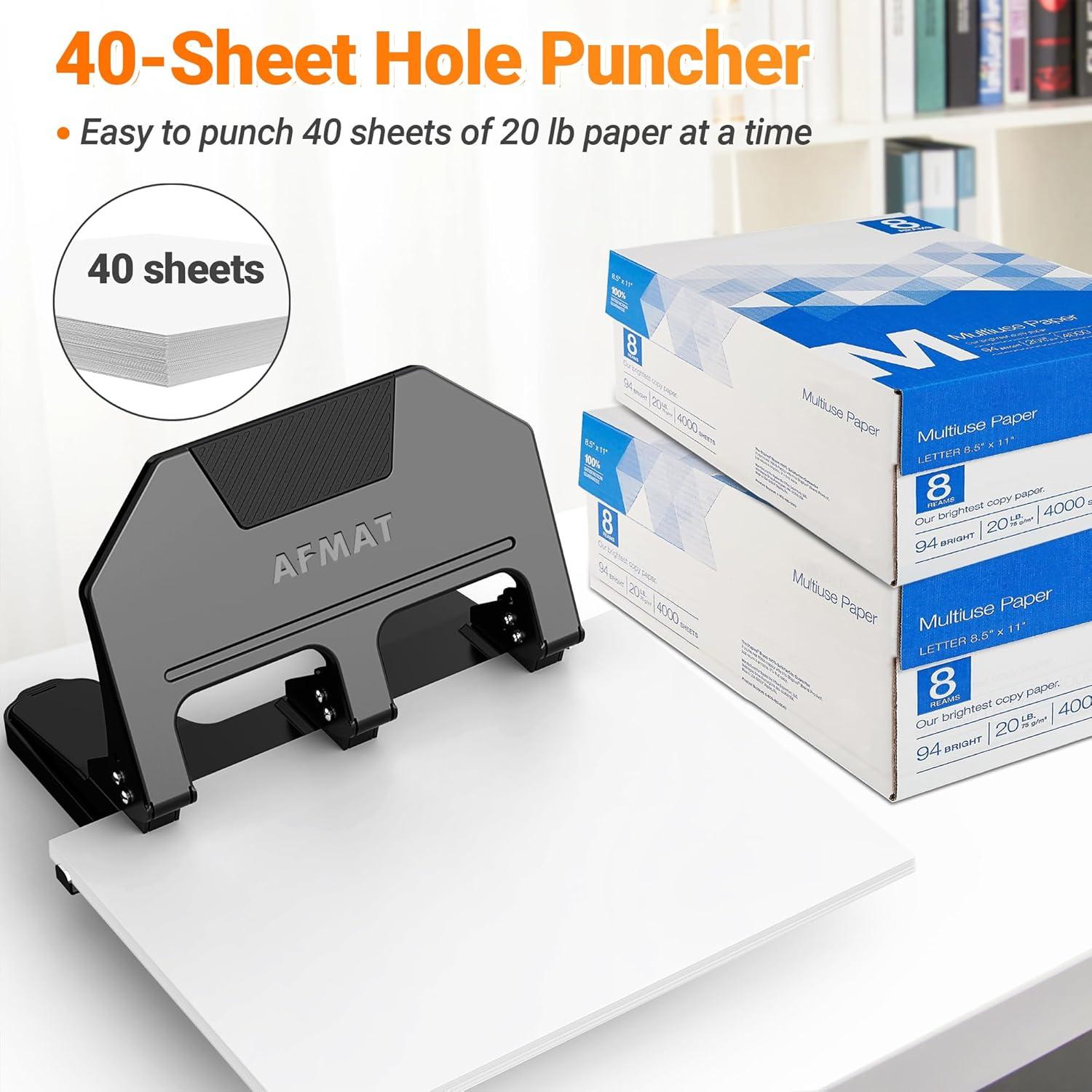 Perforadora de 3 Agujeros AFMAT Metal Alta Capacidad 40 Hojas