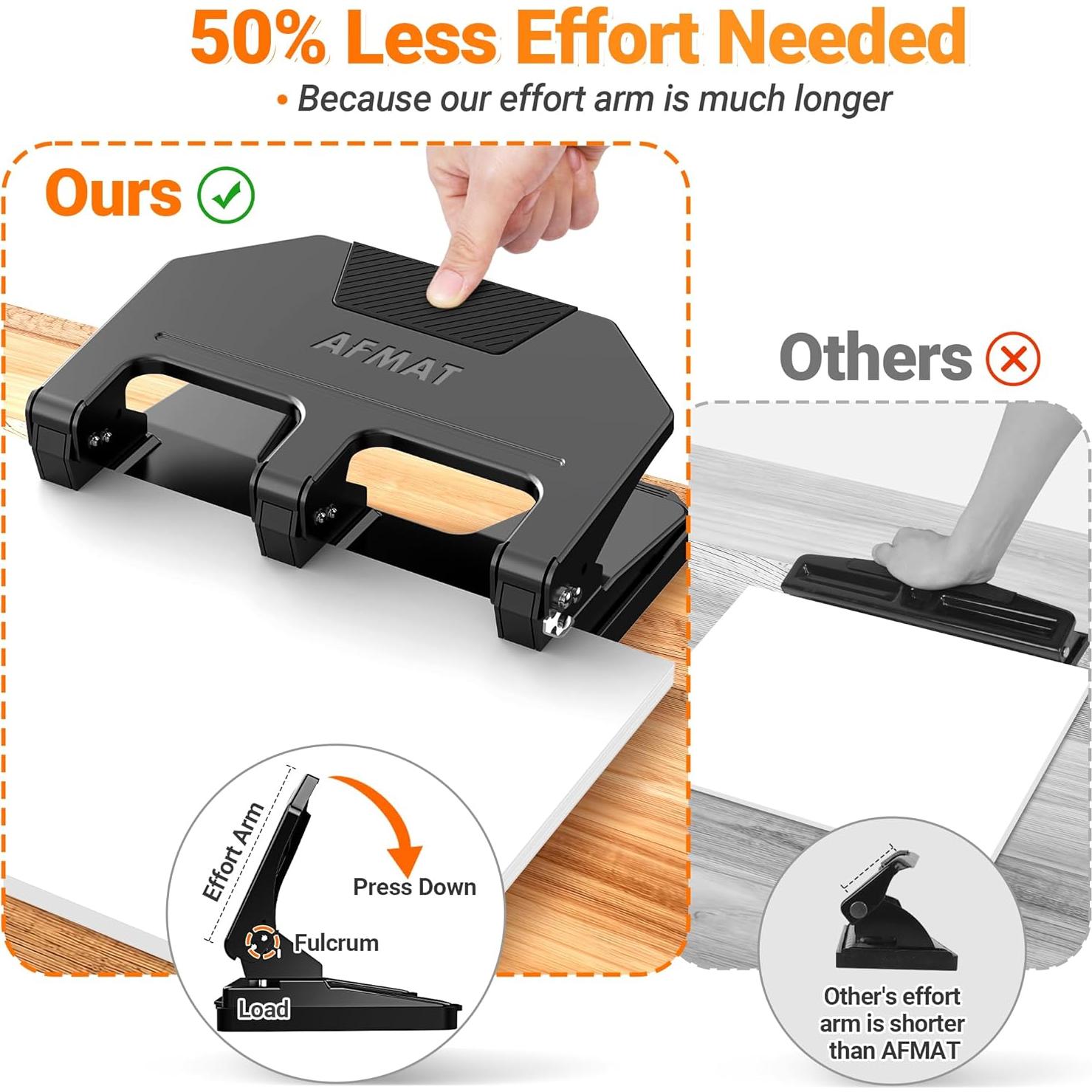 Perforadora de 3 Agujeros AFMAT Metal Alta Capacidad 40 Hojas