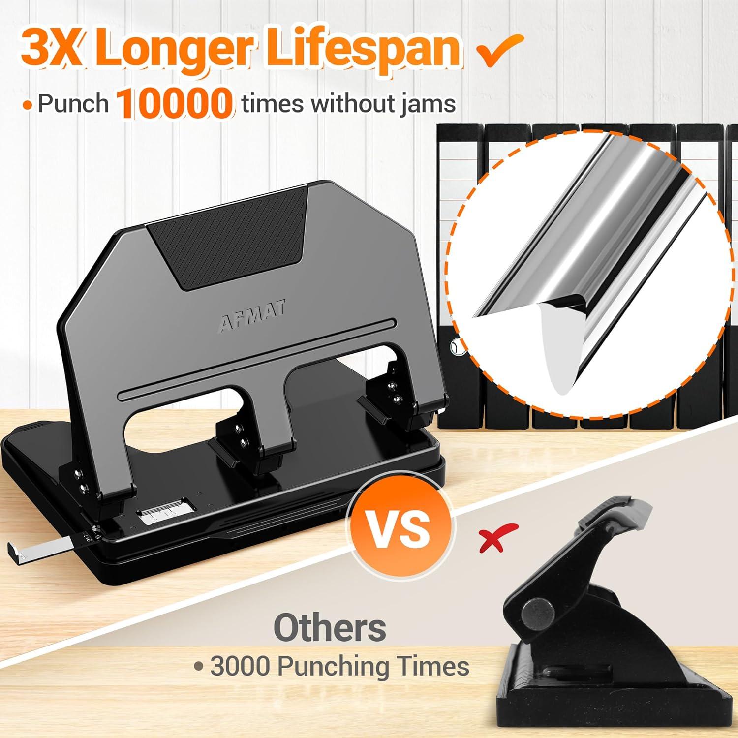 Perforadora de 3 Agujeros AFMAT Metal Alta Capacidad 40 Hojas