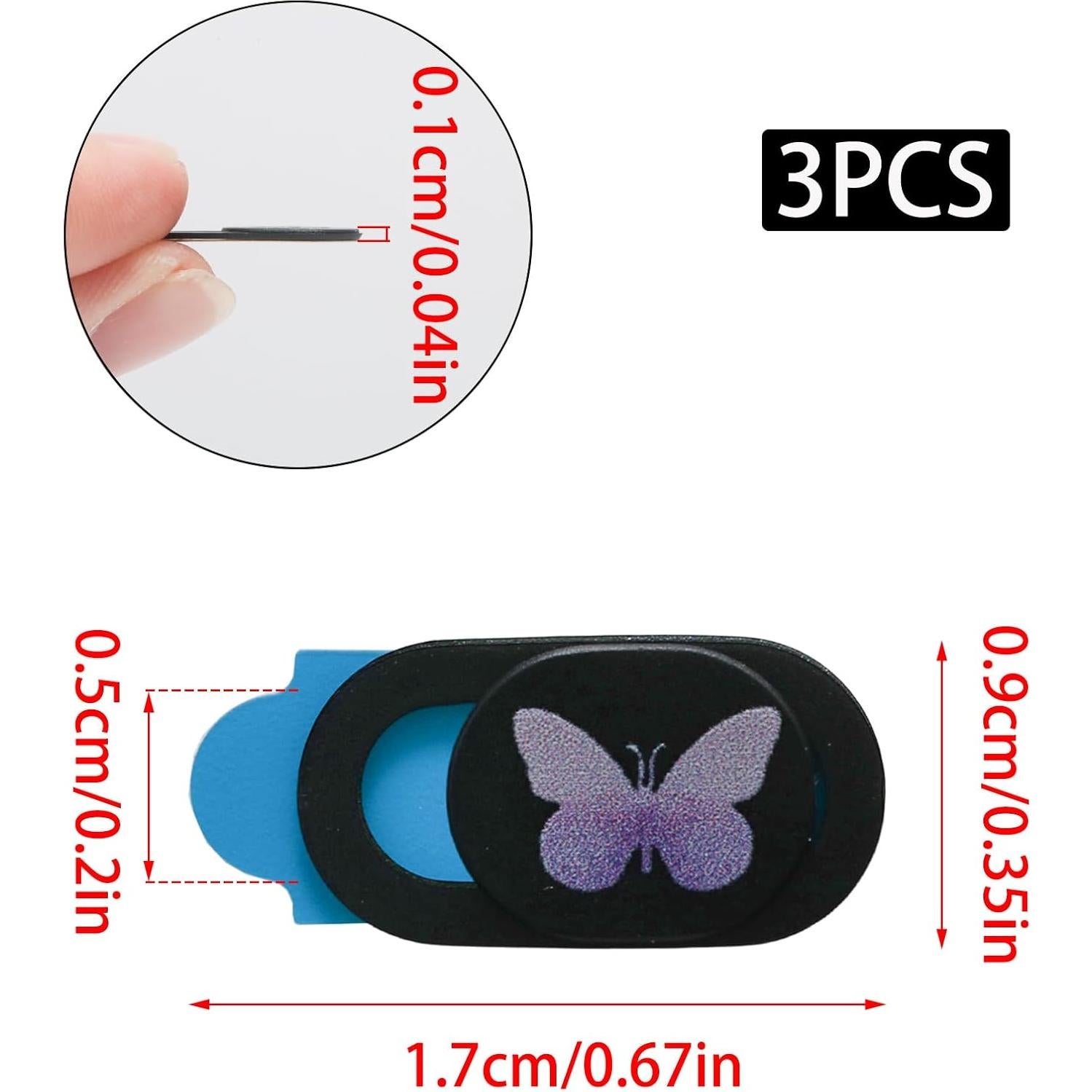 Cubierta de Privacidad Webcam Ultra Delgada Yinluluna 3 Pcs Mariposa