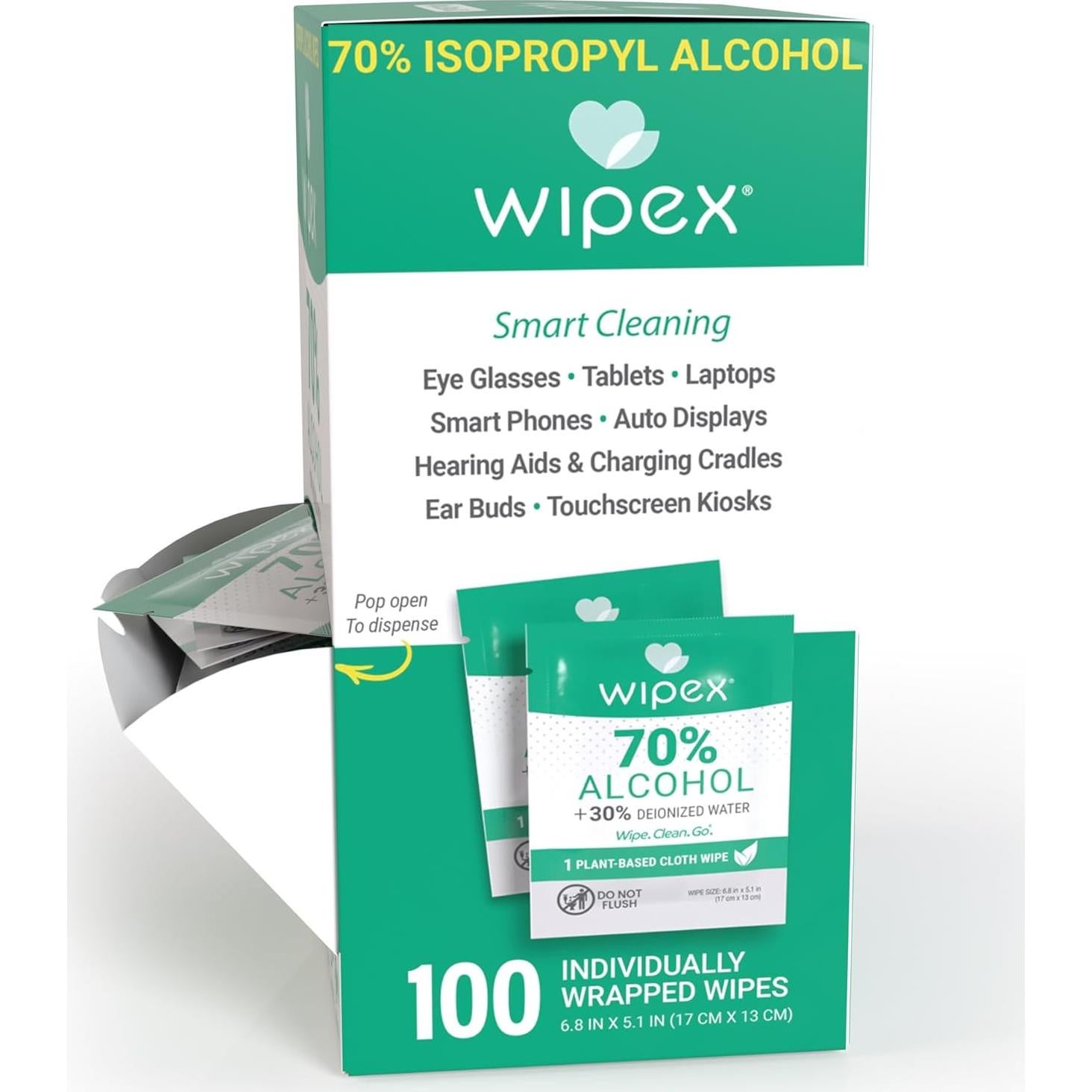 Toallitas de Alcohol Isopropílico Wipex 70% - 100 Unidades