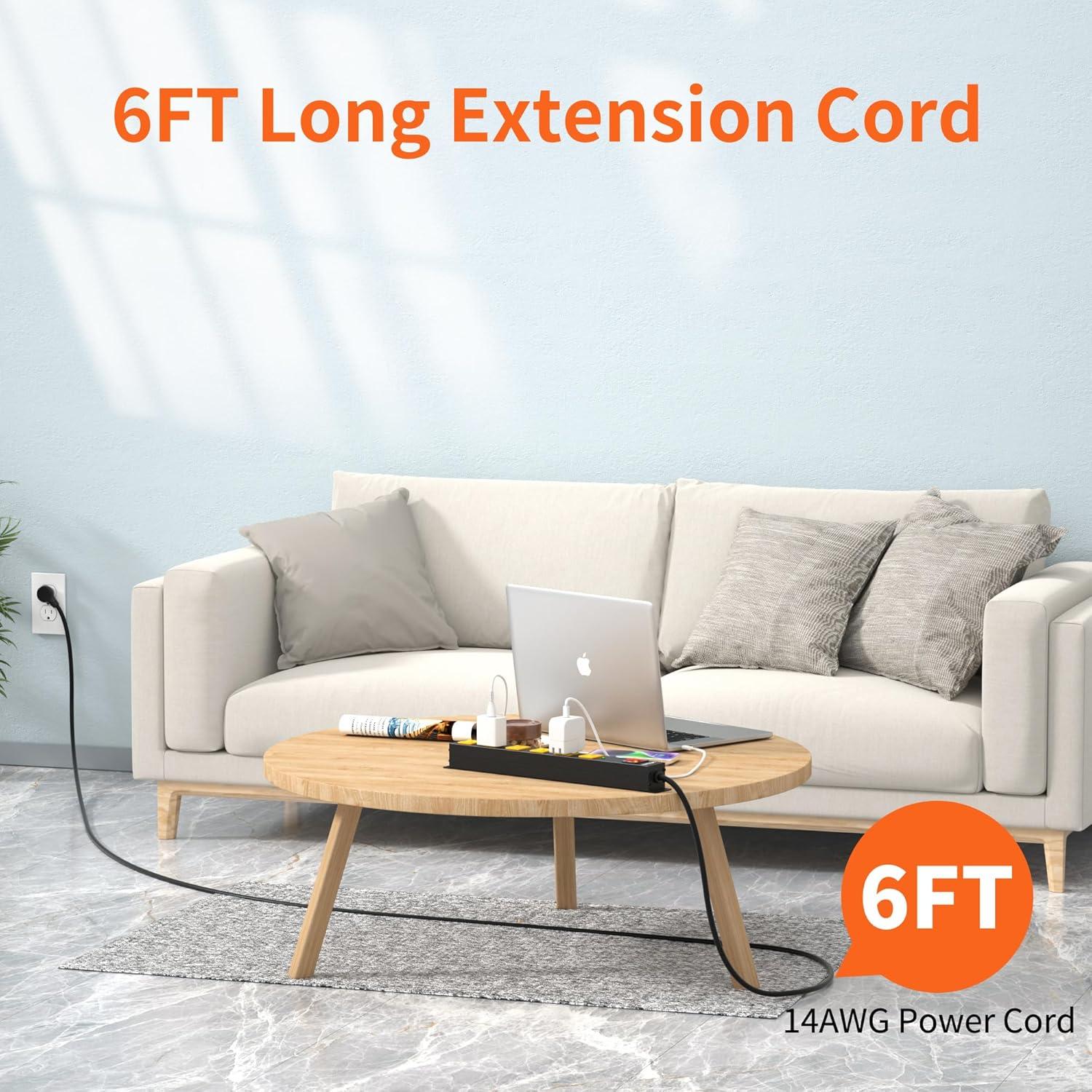 Regleta de 6 Salidas Plug'n Ltd. con Protector 2700J y Cable 1.83m