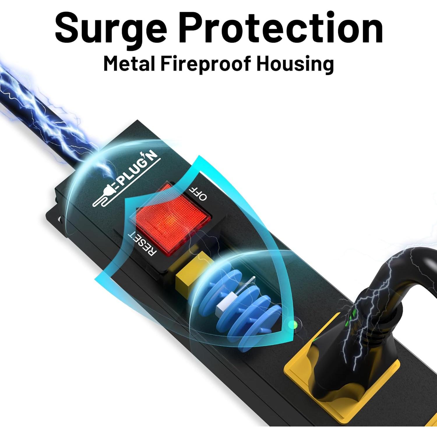 Regleta de 6 Salidas Plug'n Ltd. con Protector 2700J y Cable 1.83m