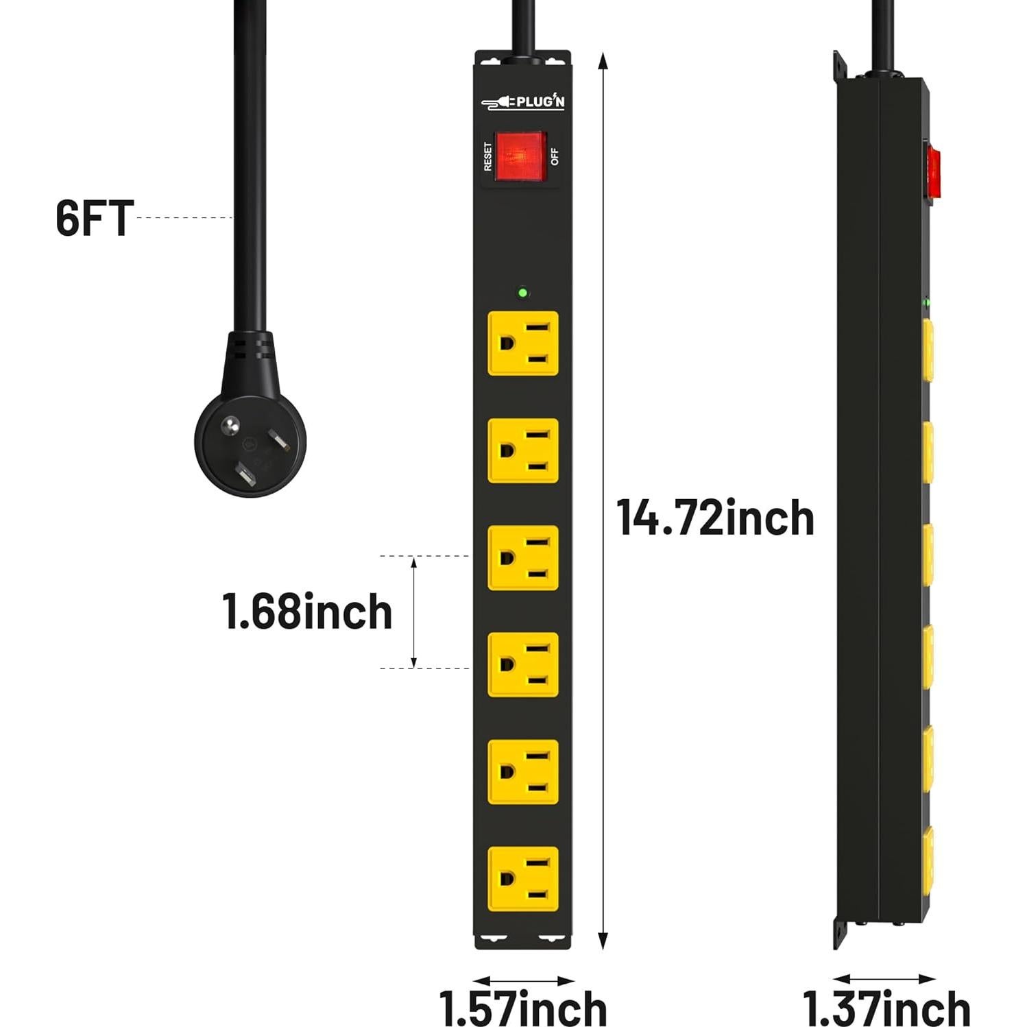 Regleta de 6 Salidas Plug'n Ltd. con Protector 2700J y Cable 1.83m