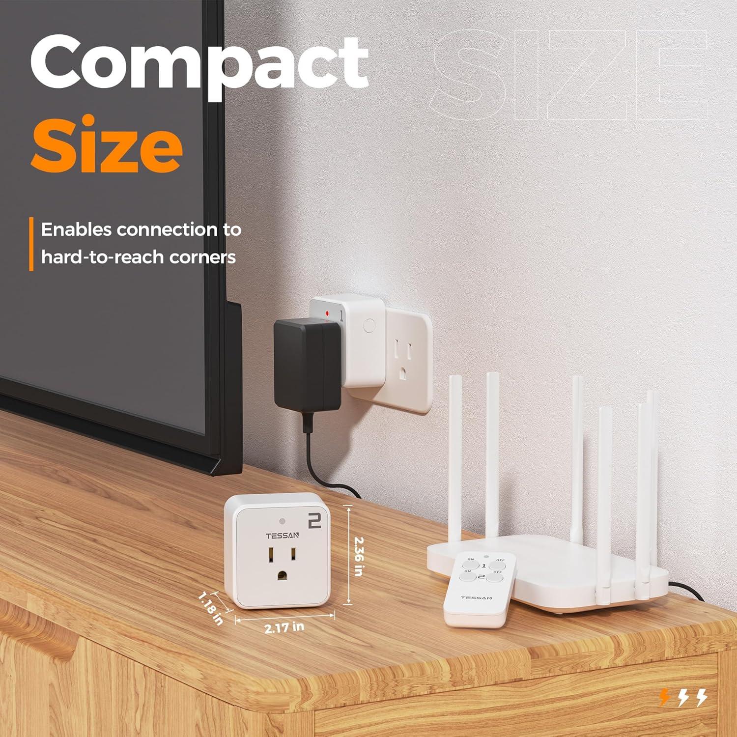 Enchufe Inalámbrico TESSAN con Control Remoto 15A 2 Unidades