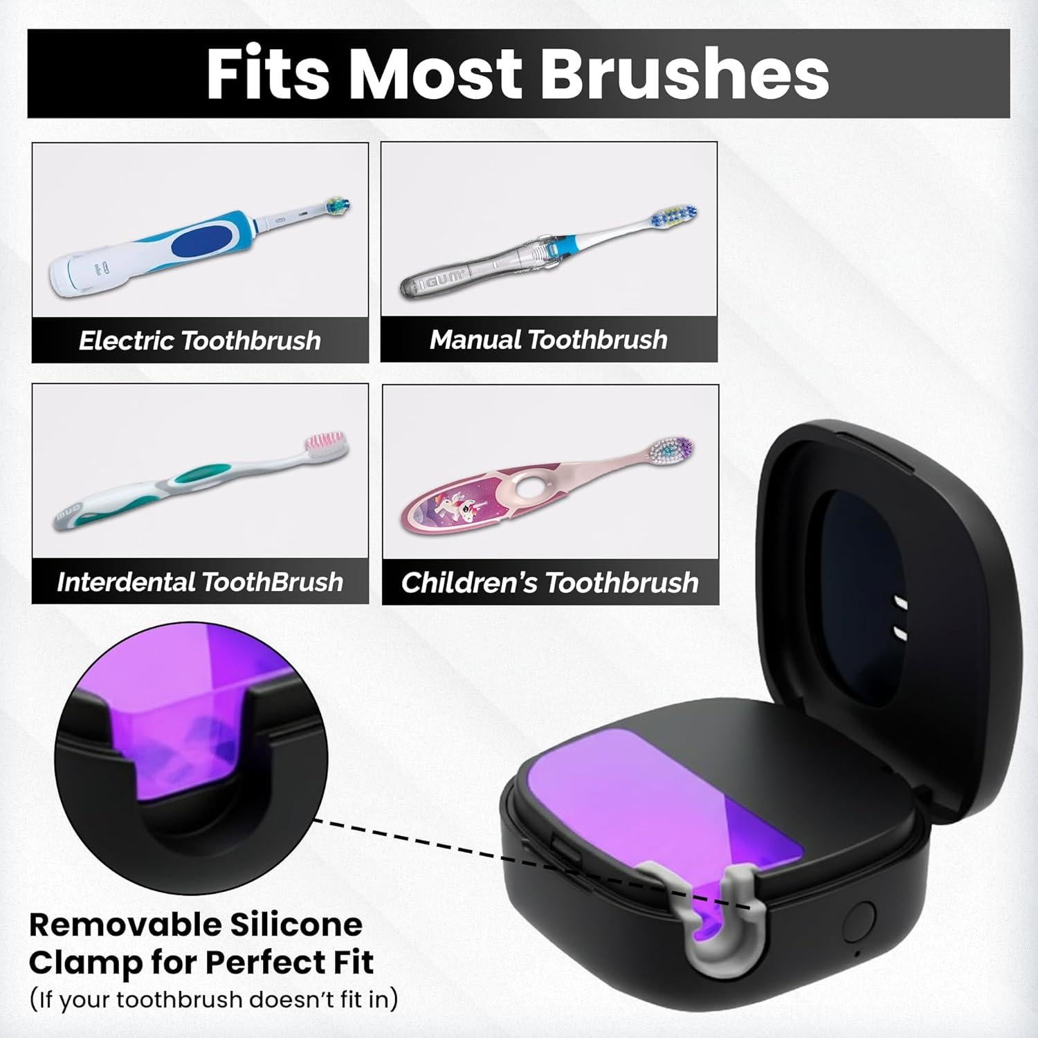 Soporte Limpiador de Cepillos de Dientes UV JetFresh CTX-1 Negro