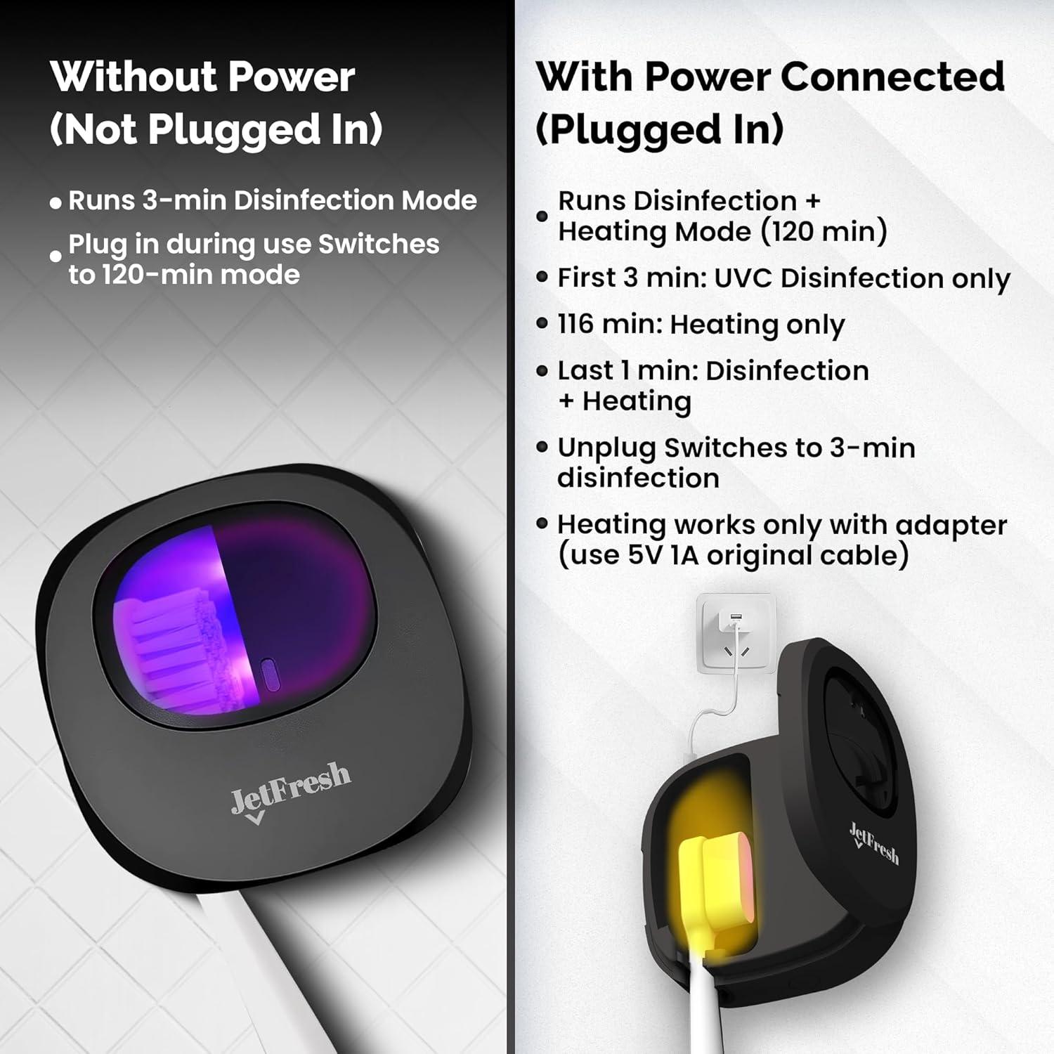 Soporte Limpiador de Cepillos de Dientes UV JetFresh CTX-1 Negro