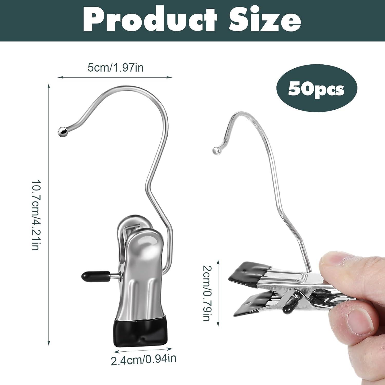 Clips de Percha YUXIANLB 50 Piezas Acero Inoxidable 11x4.5cm