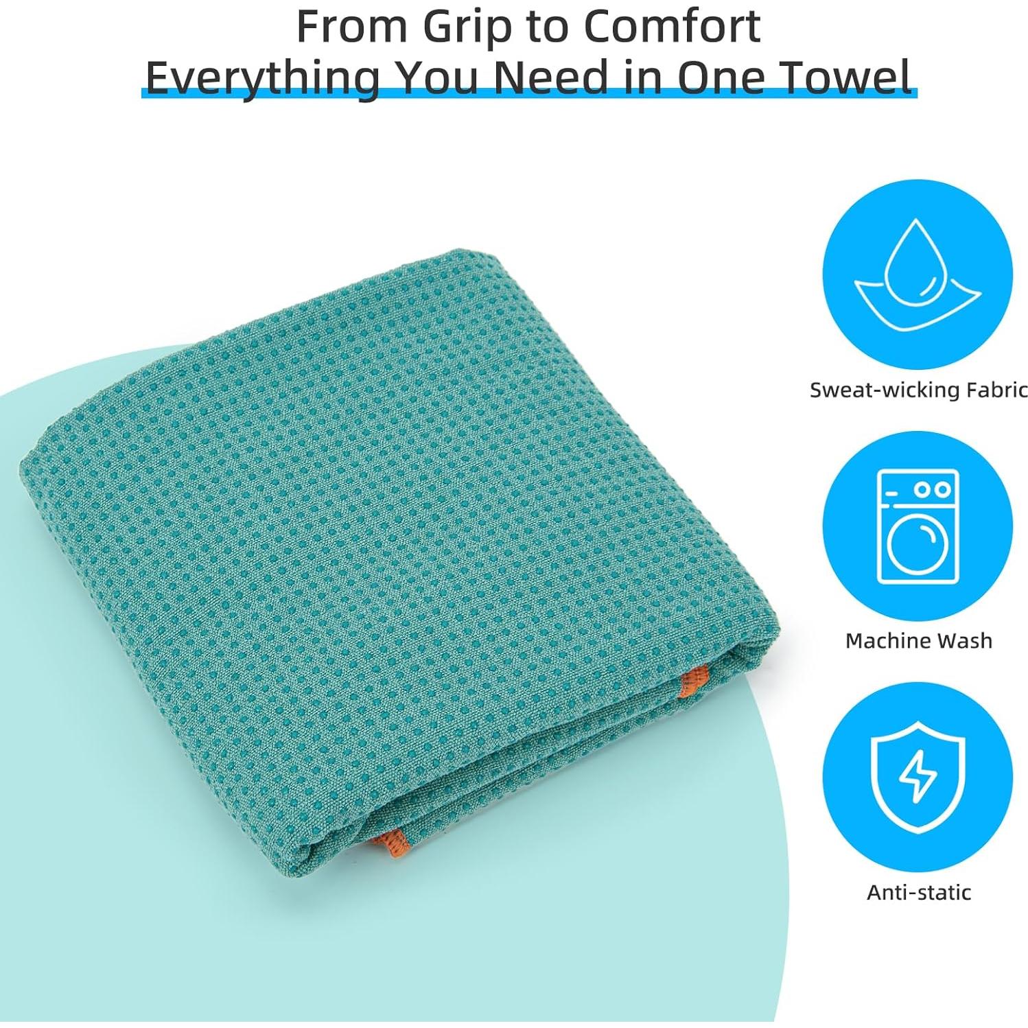 Toalla de Yoga Antideslizante YESLIFE 183x61 cm Microfibra Cian