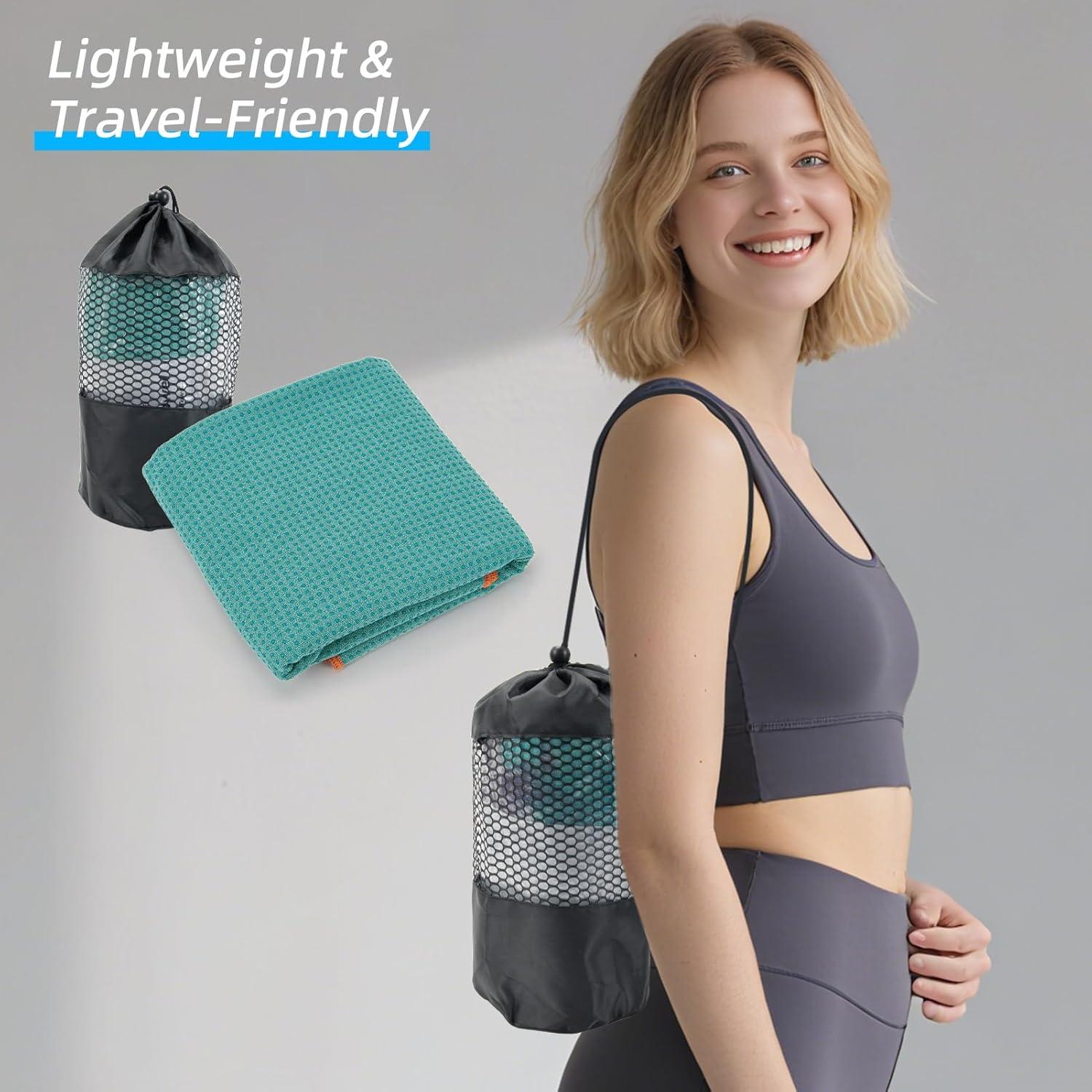 Toalla de Yoga Antideslizante YESLIFE 183x61 cm Microfibra Cian