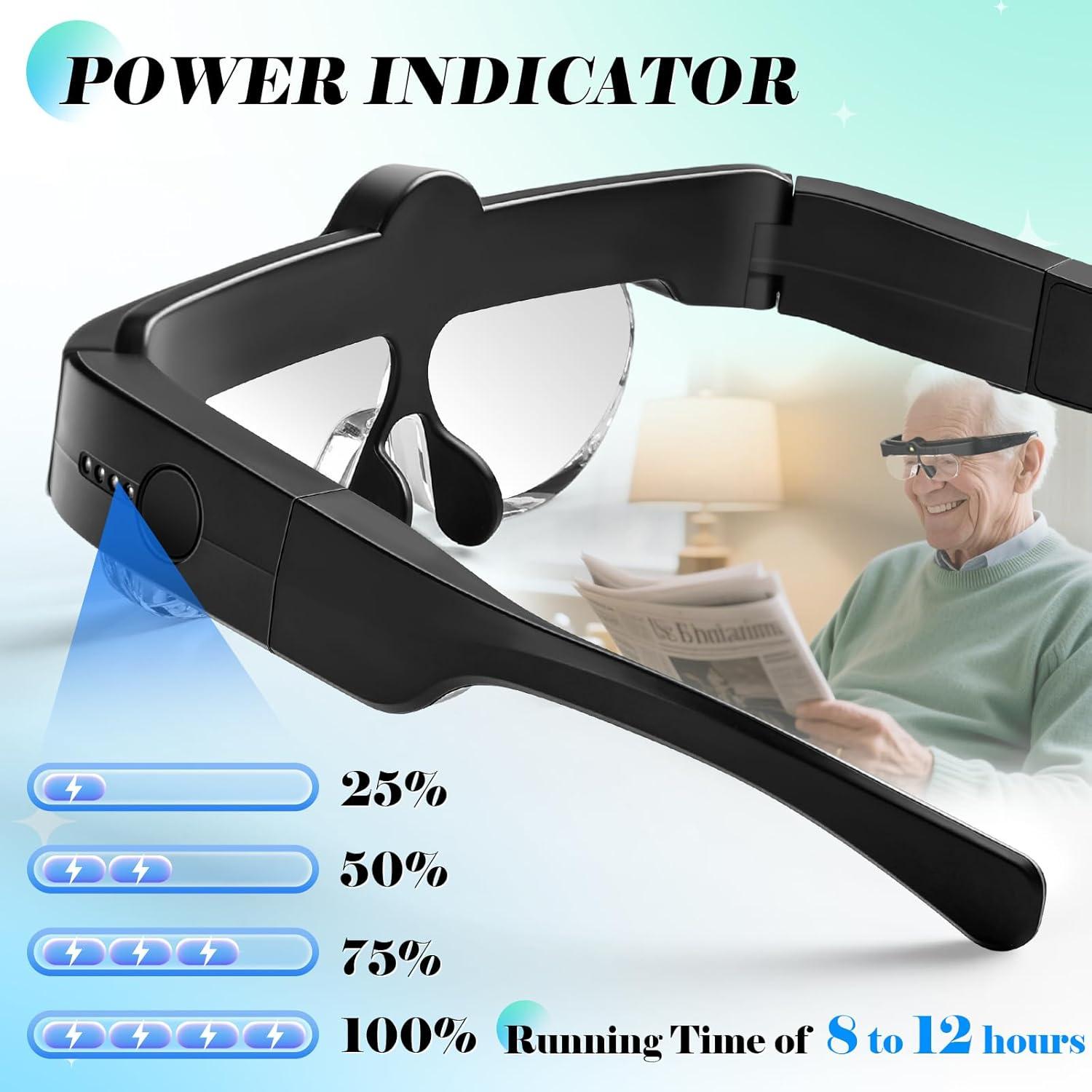 Lupa de diadema HQGZQL con luz LED 1.5X a 5.0X negra