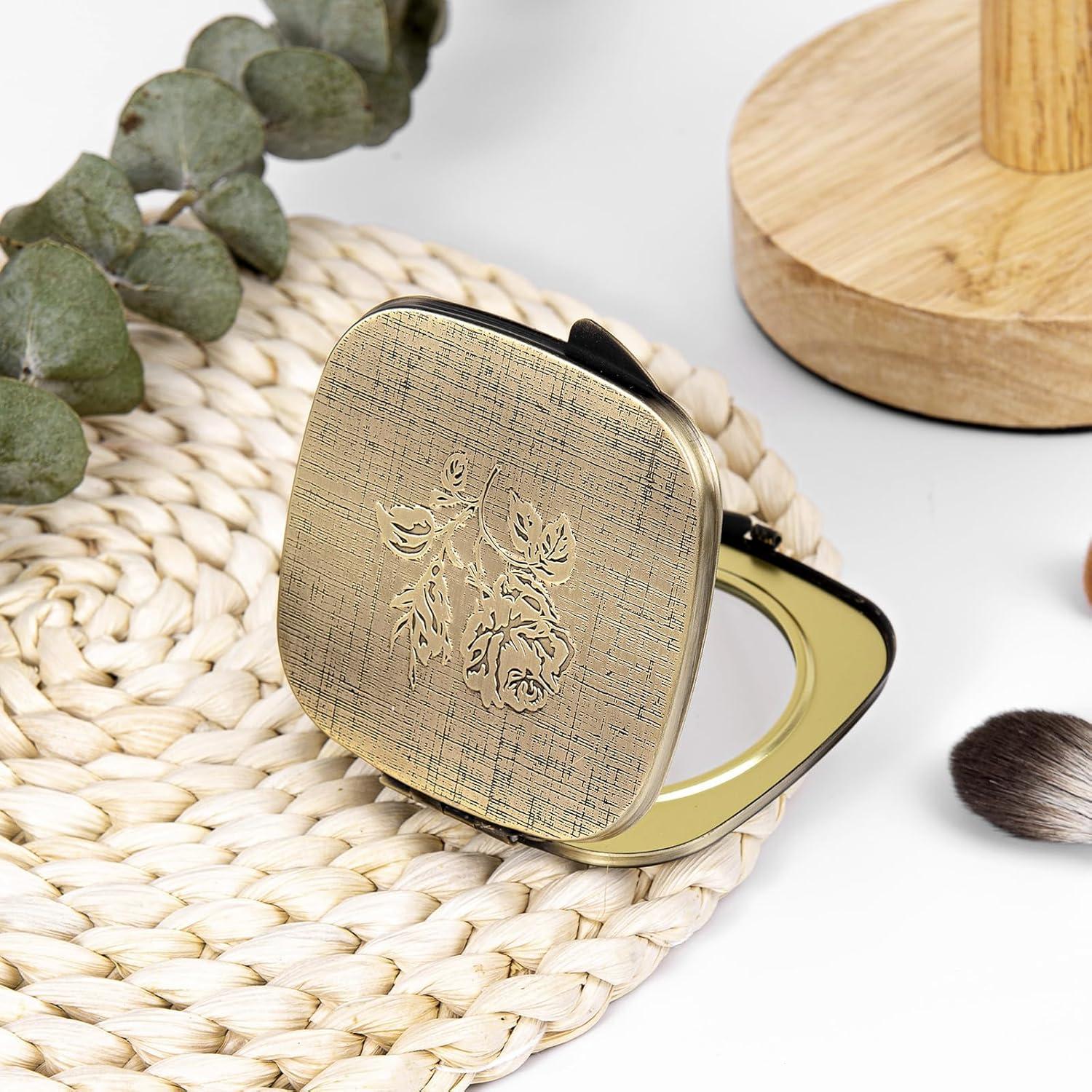 Espejo Compacto LIKSANGMETALS 1X/2X Plegable 7.1x7.6cm Bronce