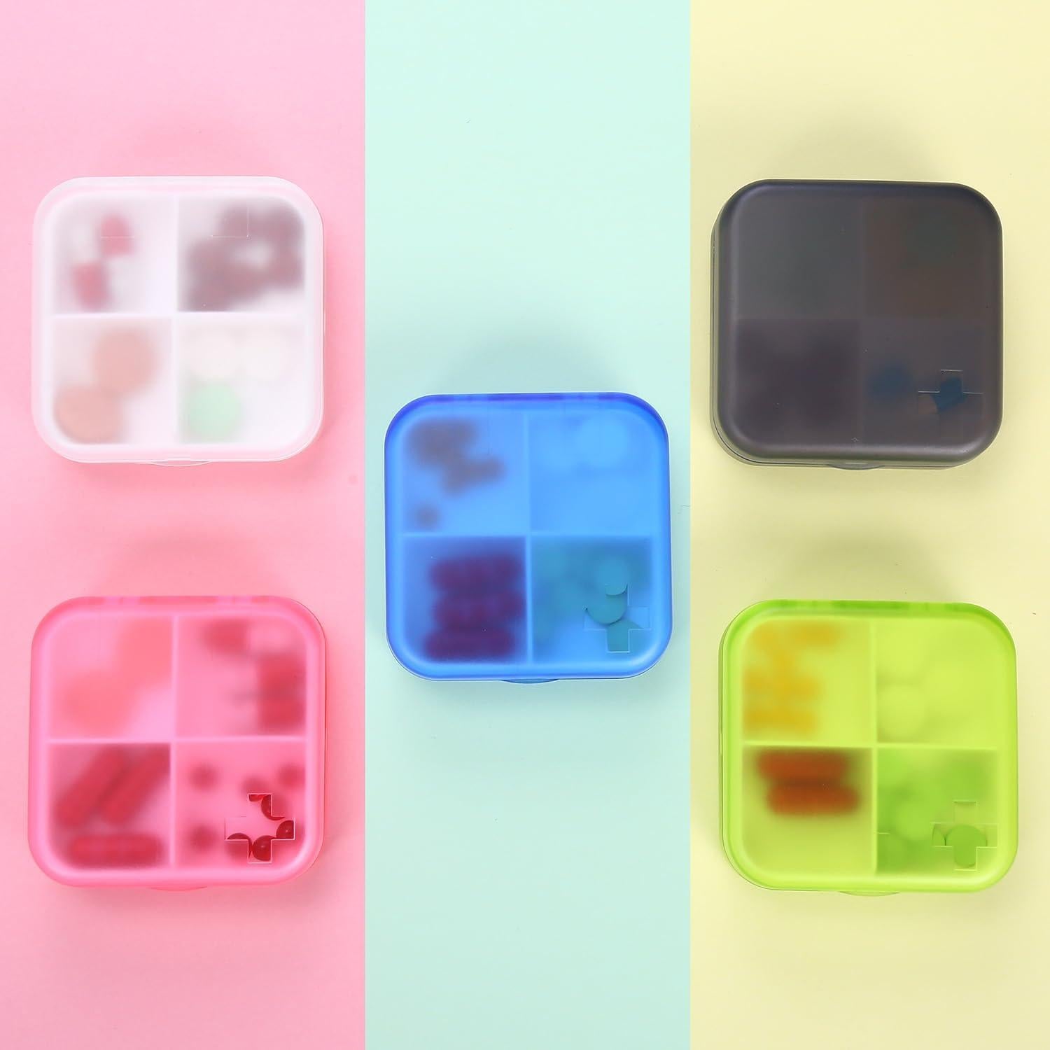 Organizador de Pastillas Portátil ZDQZC 4 Compartimentos Azul