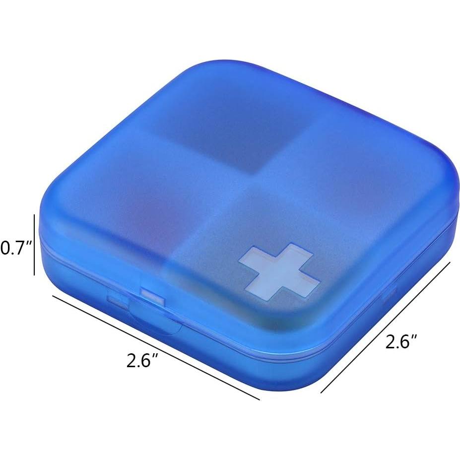 Organizador de Pastillas Portátil ZDQZC 4 Compartimentos Azul