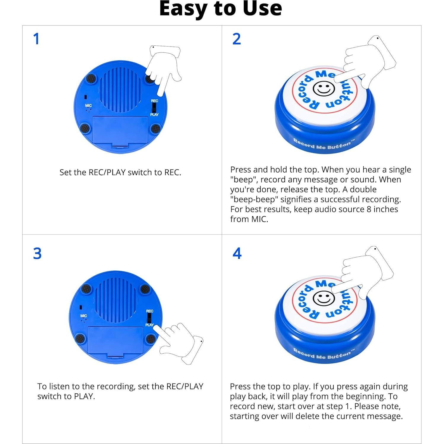 Botón Grábame Azul - Grabador de Audio 30 Segundos